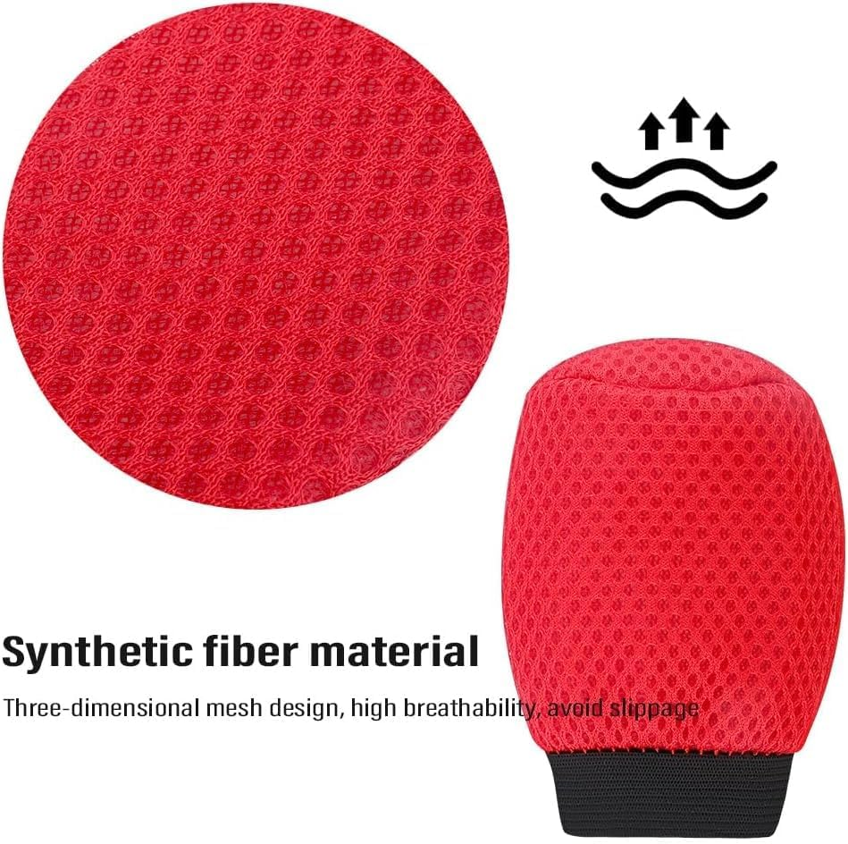 Car Gear Shift Cover + Handbrake Cover,Non-Slip & Breathable Shift Knob Cover Emergency Brake Cover,Universal Car Accessories (Red, One Size) image number 5
