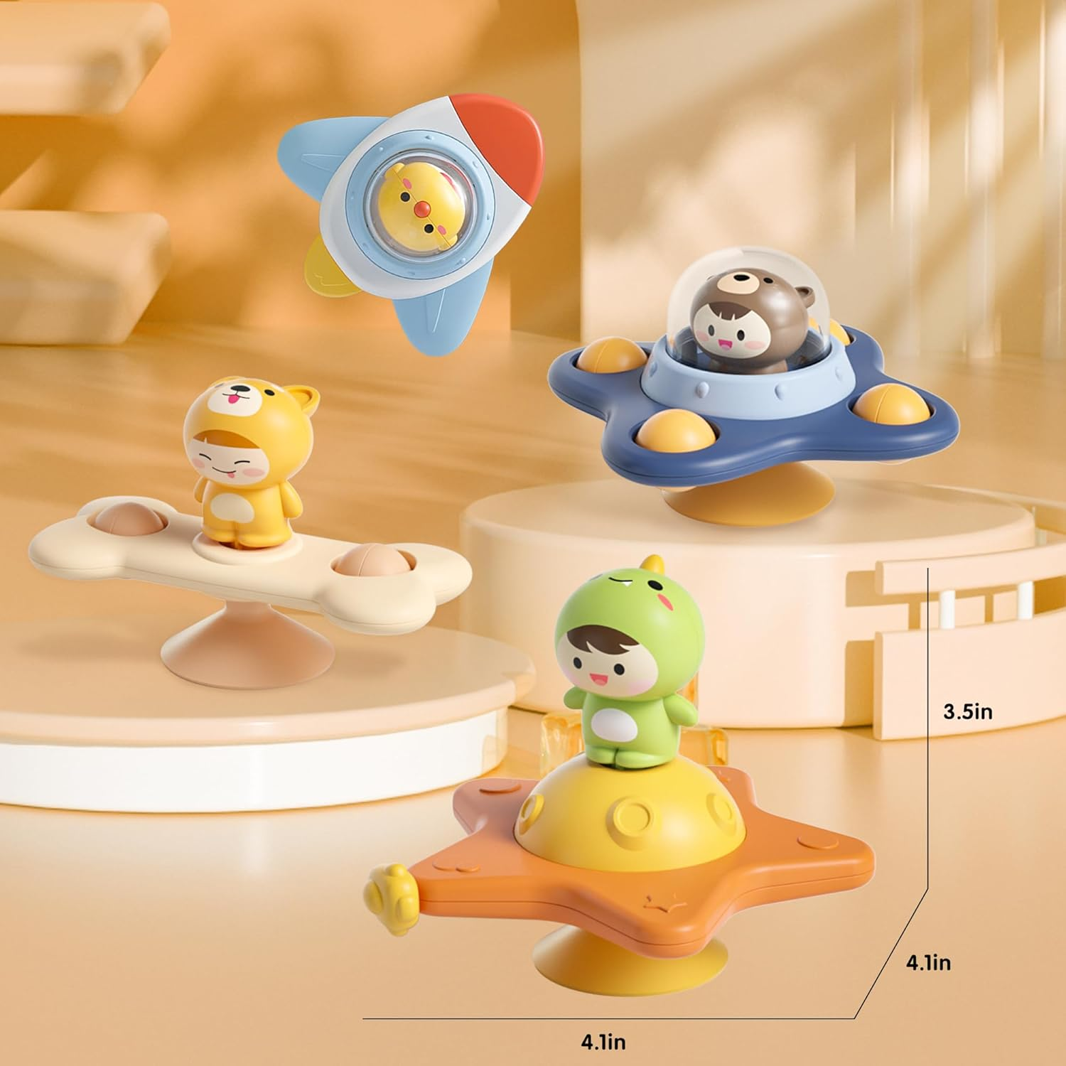 SVIOKODX 6PCS Suction Cup Spinner Toys,Baby Bath Toys,Sensory Toys for 1-3 Year Old Boy Girl,Baby Essentials for Travel,Fidget Toys for Toddlers 1-3,Birthday Gifts for 1-3 Year Old Boys and Girls image number 1