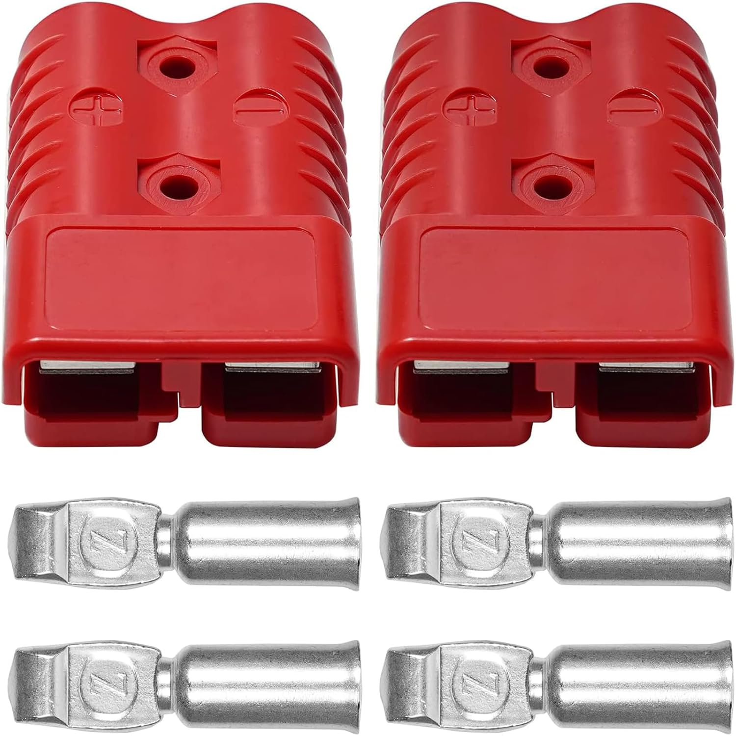 Anhoer Anderson Plug Connectors Battery Connector Quick Connect Modular Power Connectors Quick Connect Disconnect for Car Motorhome Caravan Camper Boat 600V (Red, 4 X 50A + Rubber Caps) image number 4