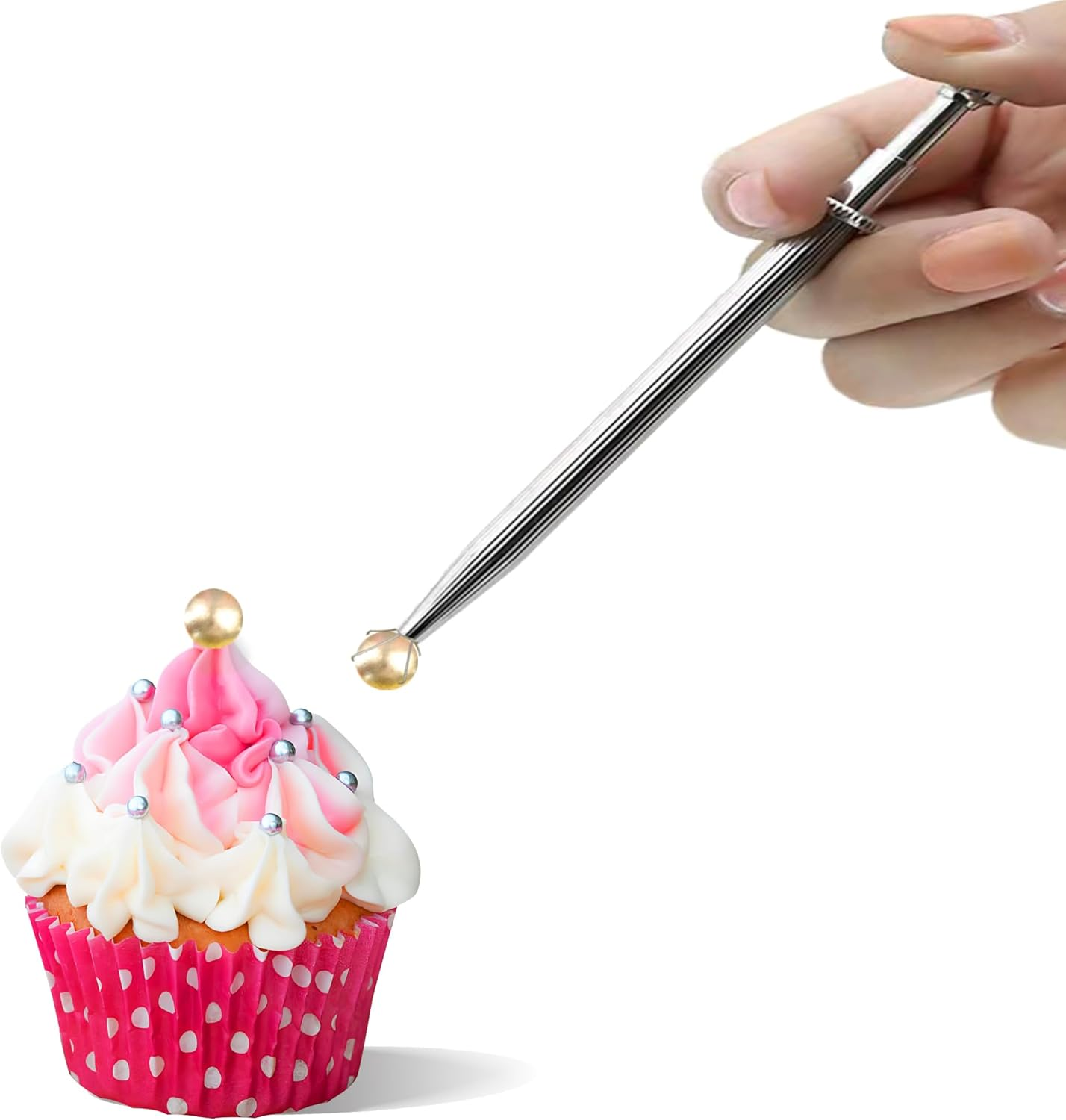 Sprinkle Pen, Pearl Grabber, Sugar Bead Pick-Up Tool, Dragee Holder with 4-Prong, Edible Candy Catcher with 4 Claw for Cake, Cupcake, Ice Cream Baking Decoration, HIFUNBK image number 3