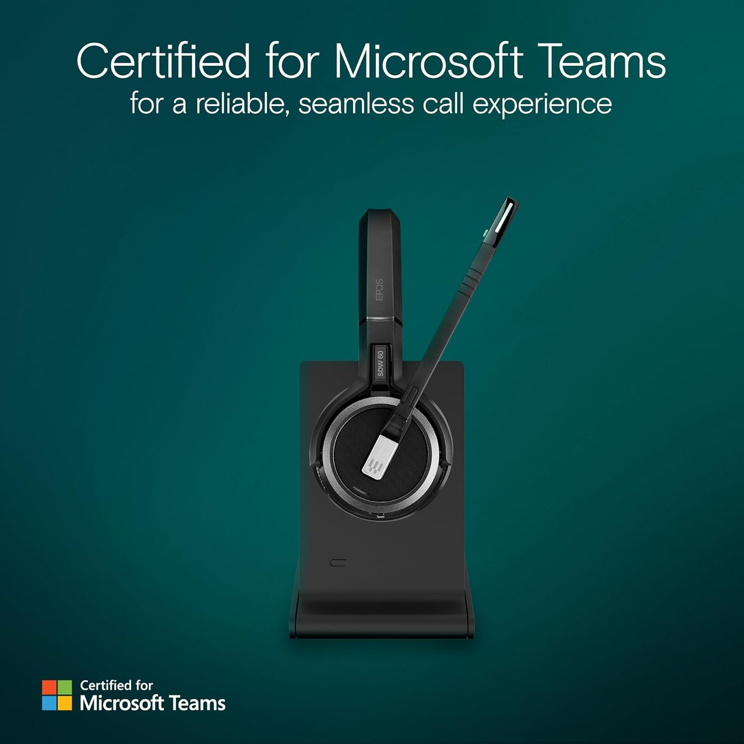 EPOS Impact 5000 Go MS Stereo - Professional DECT Wireless Stereo Headset with Noise Cancelling Microphone, Microsoft Teams Certified, 135 M Range, Foldable Charging Station & USB-A Dongle image number 1