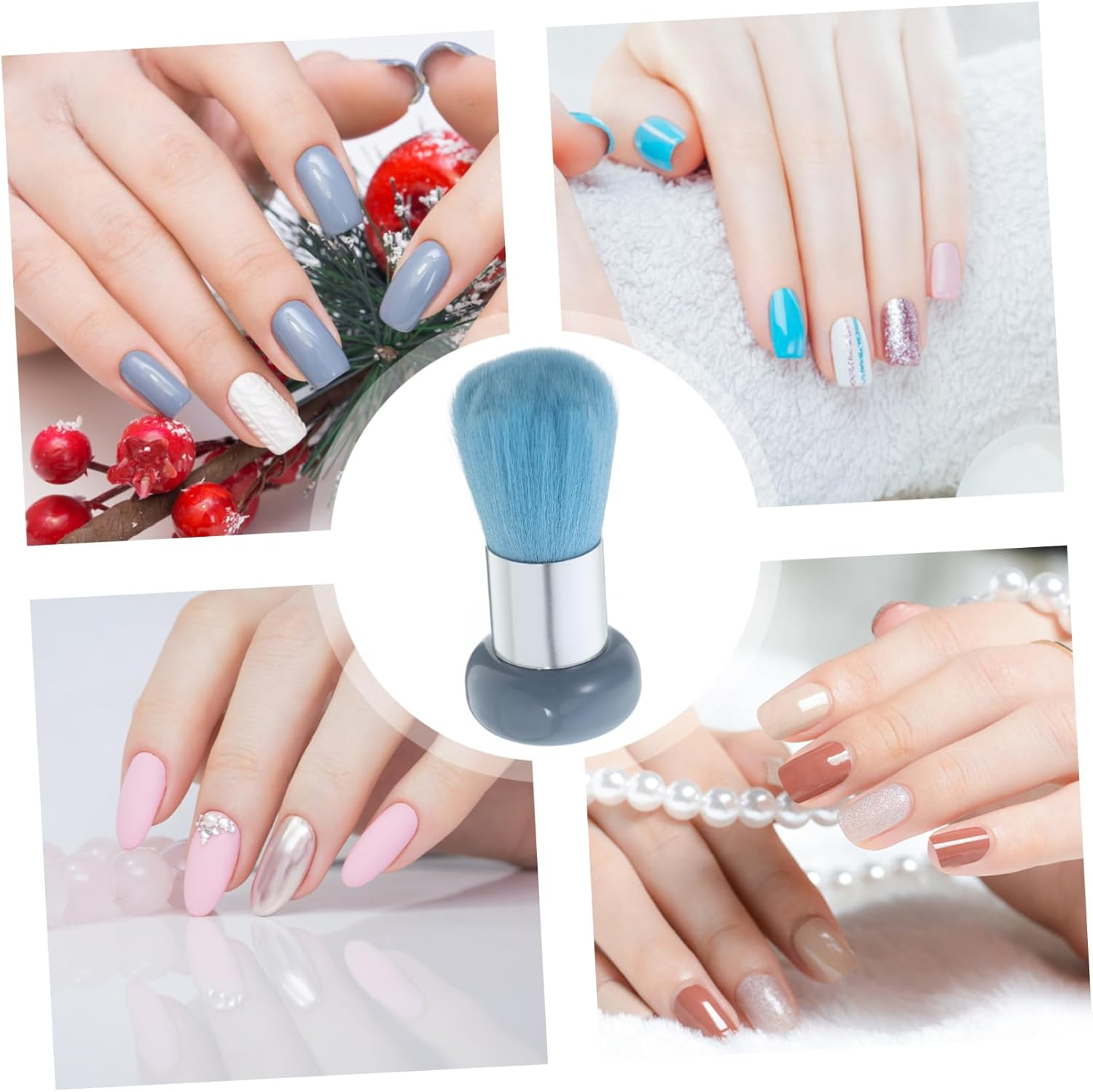 VICASKY Ergonomic Handle Nail Dust Brush Soft Bristles Fingernail Brush for Nail Art Cleaning
