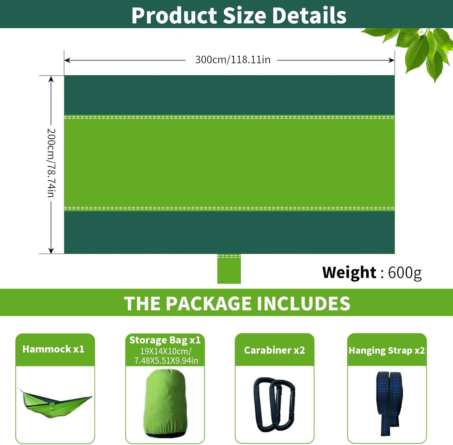 Double Camping Hammock with 2 Tree Straps, Lightweight Nylon Parachute Tree Hammock Tent, Portable Two Person Parachute Hammocks Swing for Outdoor Hiking Beach Backpacking (Sky Blue & Deep Blue) image number 3