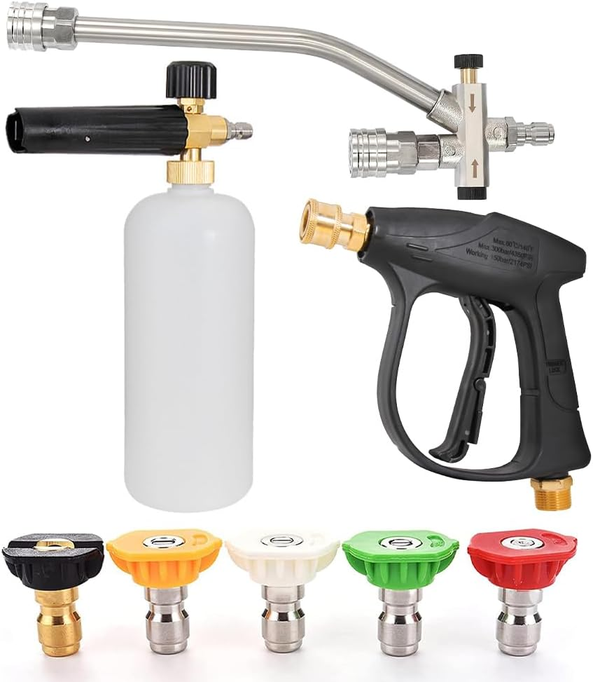 Foam Cannon Dual Connector Accessory for Pressure Washer Kit,5 Power Washer Sprayer Nozzles and Foam Dual Connector Accessory,For Cleaning and Car Washing