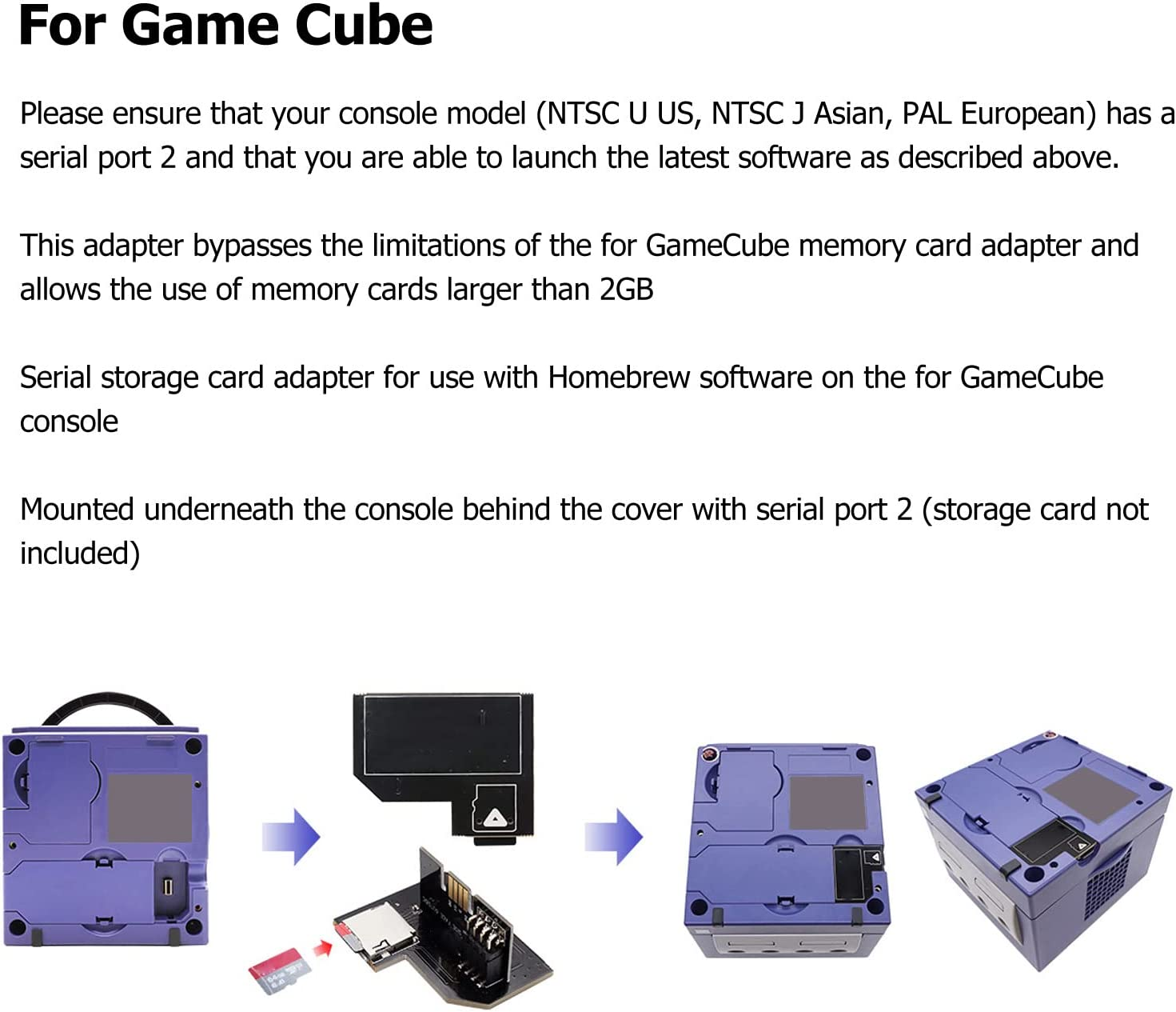 NGC SD2SP2 PRO Adapter,Sd Card Reader Swiss Boot Disc Mini DVD Xeno GC Chip Allow Use Memory Card Larger than 2GB Compatible with (PAL EU Version) image number 2