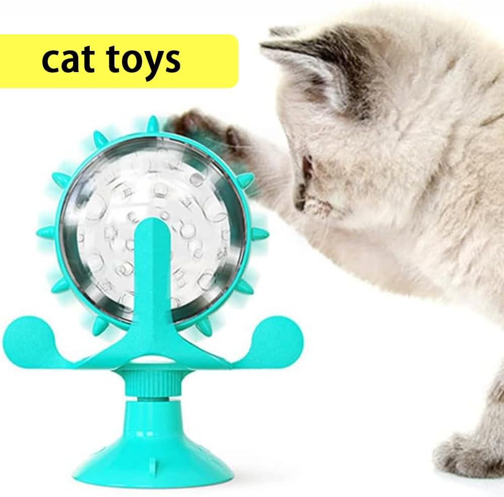 RUTREZOGO 2-Pack 360&deg; Rotating Pet Puzzle Toy - Adjustable Treat Dispenser for Cats & Dogs, Slow Feeder Enrichment Toy with Suction Cup for Small/Medium/Large Pets, Blue image number 2