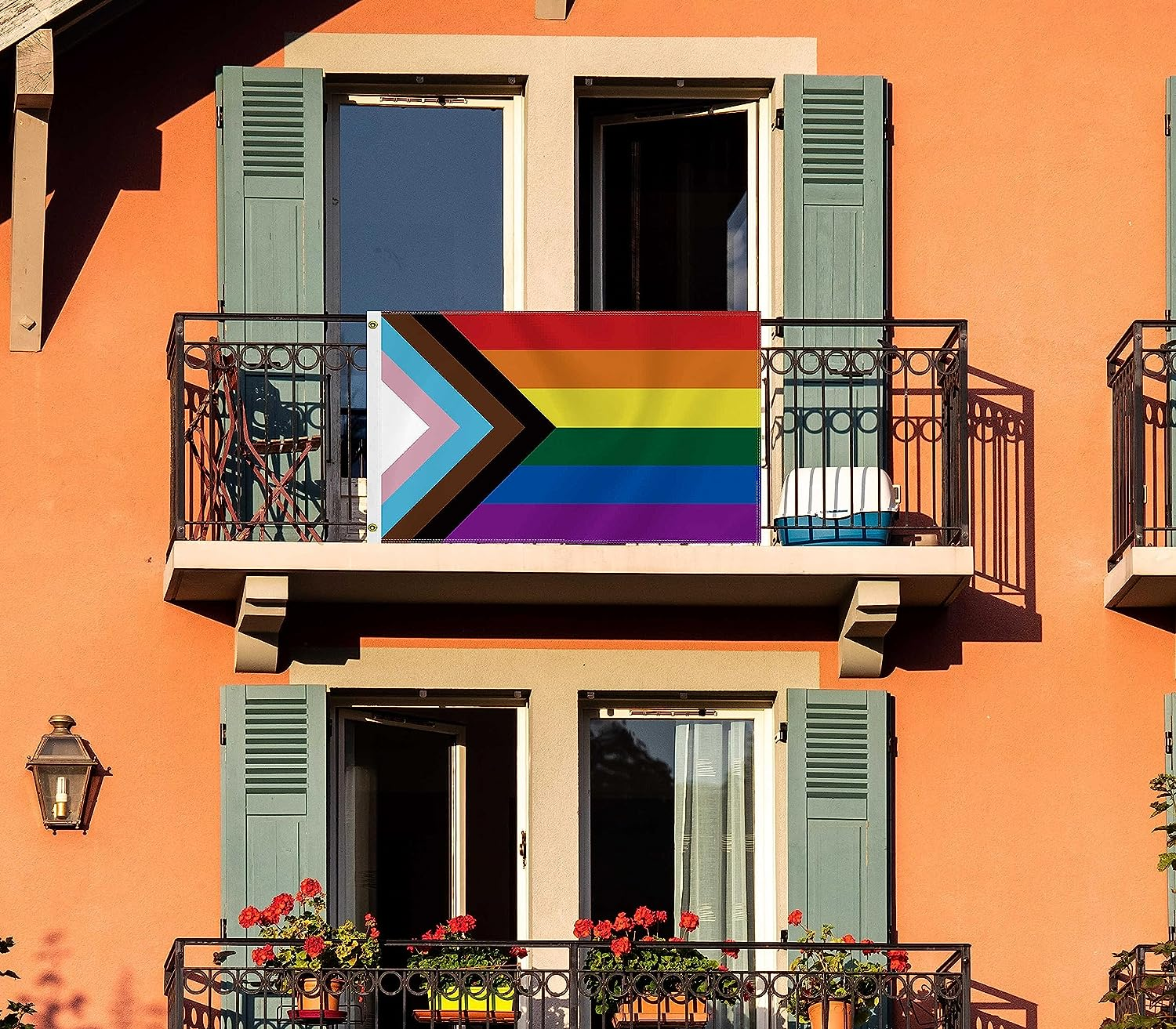 Large Progress Pride Flag,3X5 FT Lgbtq Rainbow 75D Outdoor Banner,Inclusive Lgbt Gay Lesbian Decor for Garden Yard Car Truck with Brass Grommet