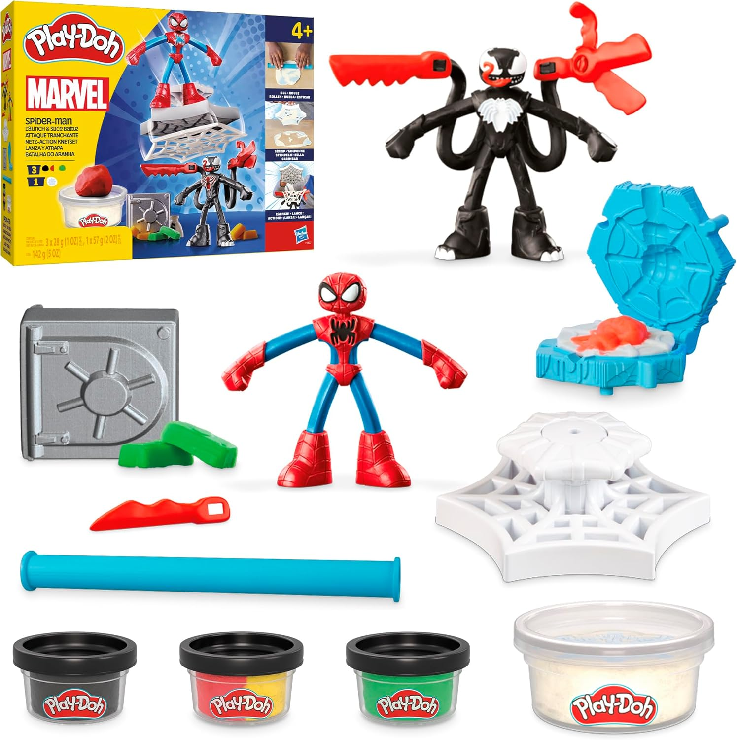 Play-Doh Marvel Spider-Man Launch & Slice Battle Playset with 2 Bendy Action Figures and 7 Accessories, Imagination Toys for Boys & Girls 4 Years & Up image number 1
