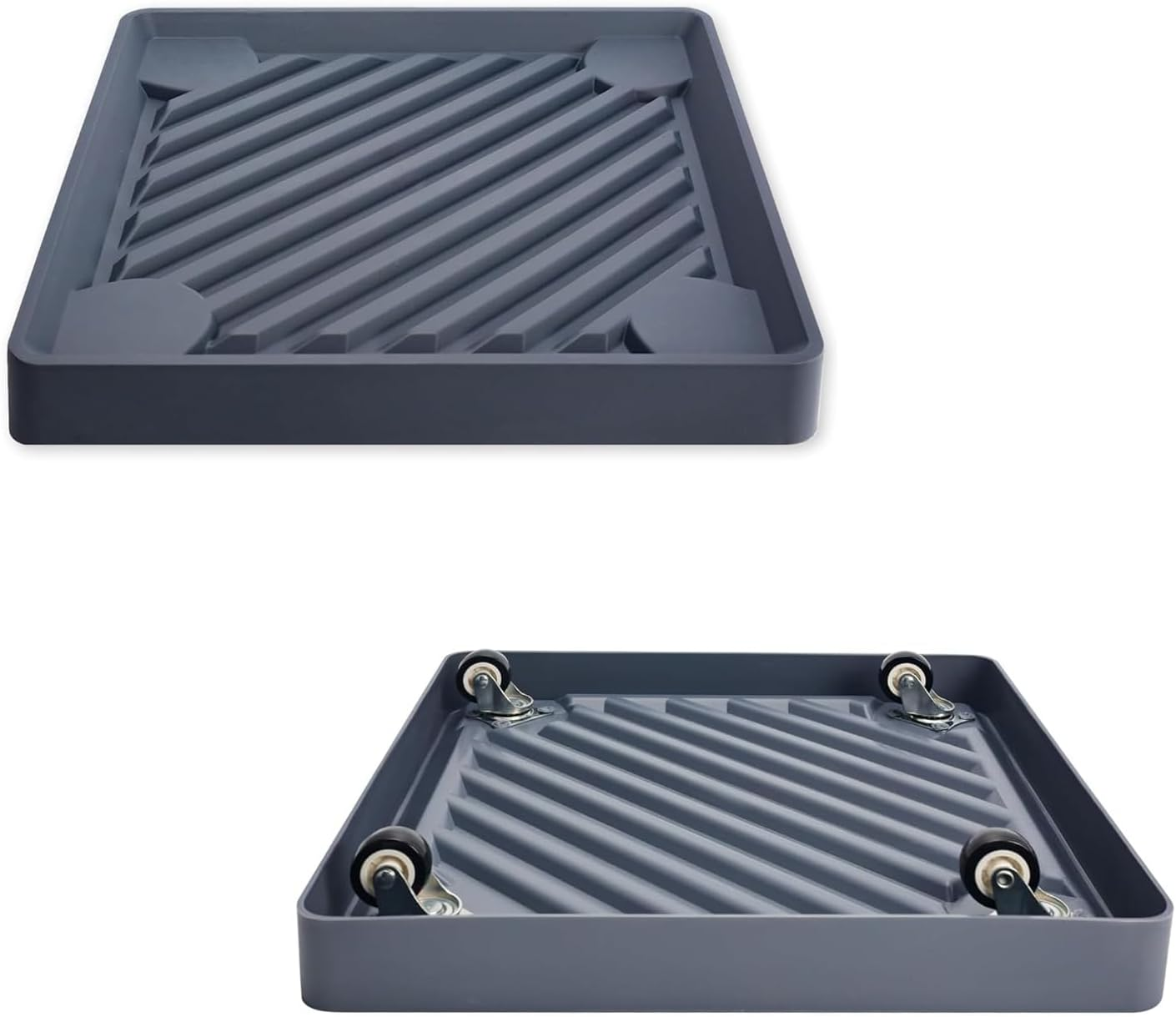 2PCS Square Plant Caddy with Hidden Wheels, Heavy Duty Plant Caddy with Wheels Plant Dolly, Pot Base for Plants Indoor Outdoor, Gray,Rolling Plant Stand with Wheels,Plant Pot Trolley, 9.96 Inches image number 5