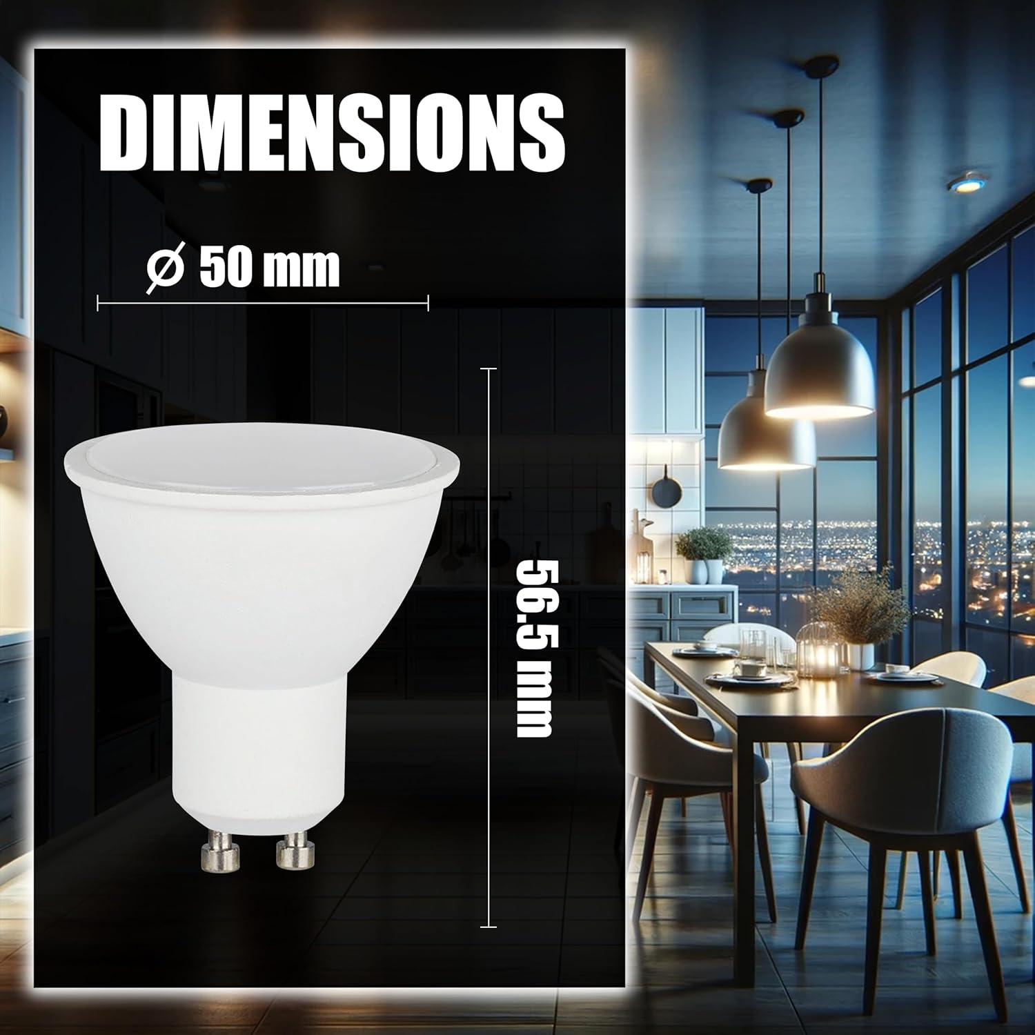 V-TAC 3 X GU10-10W LED Bulbs High Brightness (70W Equivalent) - 1000 Lumens - LED Spot GU10 for Maximum Efficiency and Energy Saving - Cool White 6500K image number 4