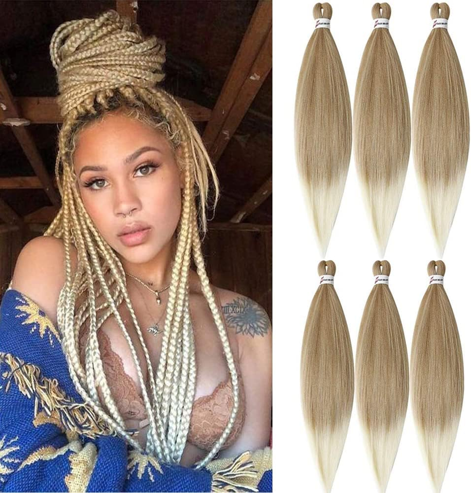 6 Packs/Lot Pre Stretched Braiding Hair 26 Inch Ombre Braiding Hair Extensions Hot Water Setting Crochet Synthetic Braids Hair Black(1#)