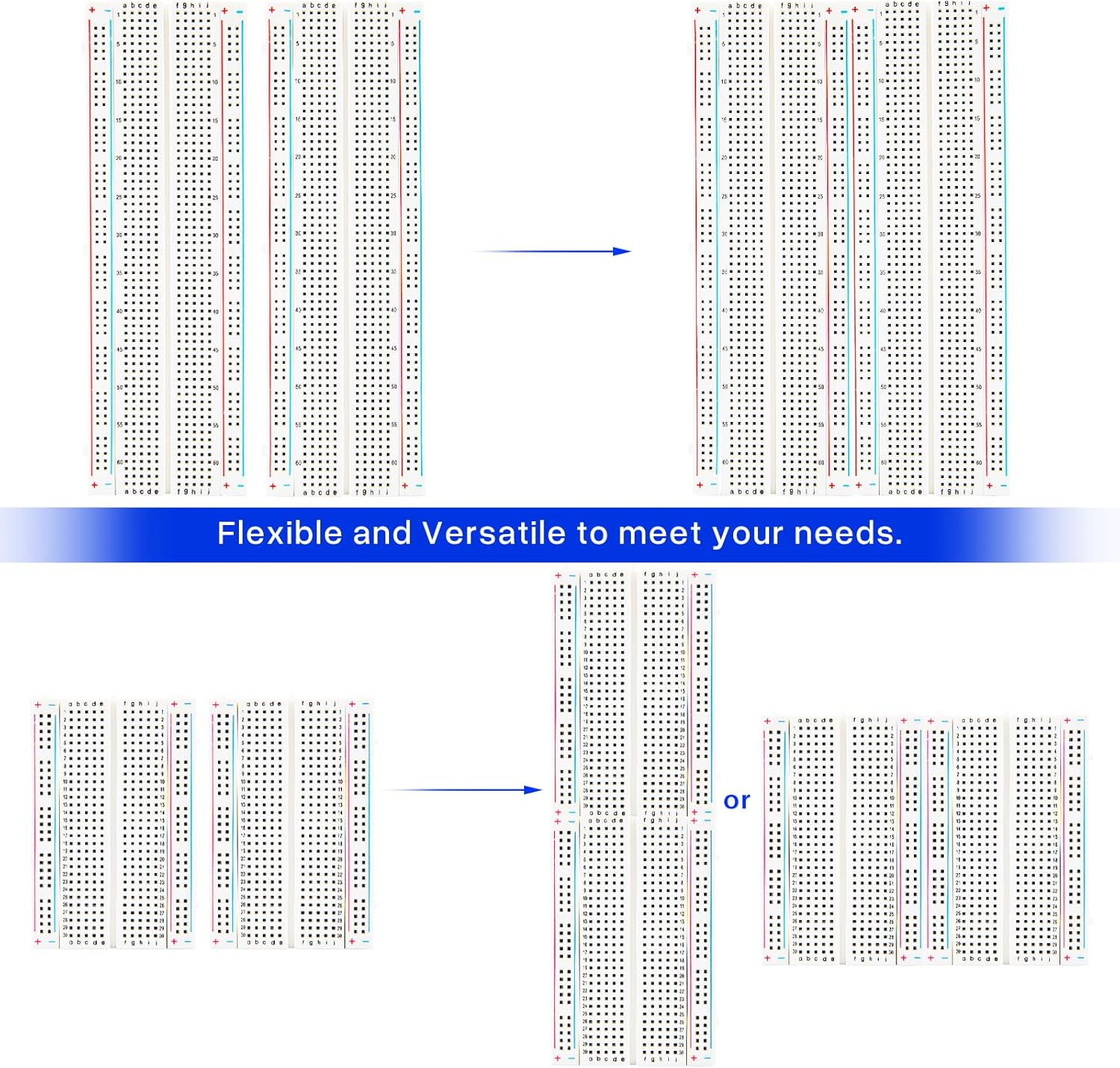 ELEGOO Breadboard Kit for Electronics Projects, 2 X 830 Pin and 2 X 400 Pin Circuit Boards for Arduino Projects image number 3