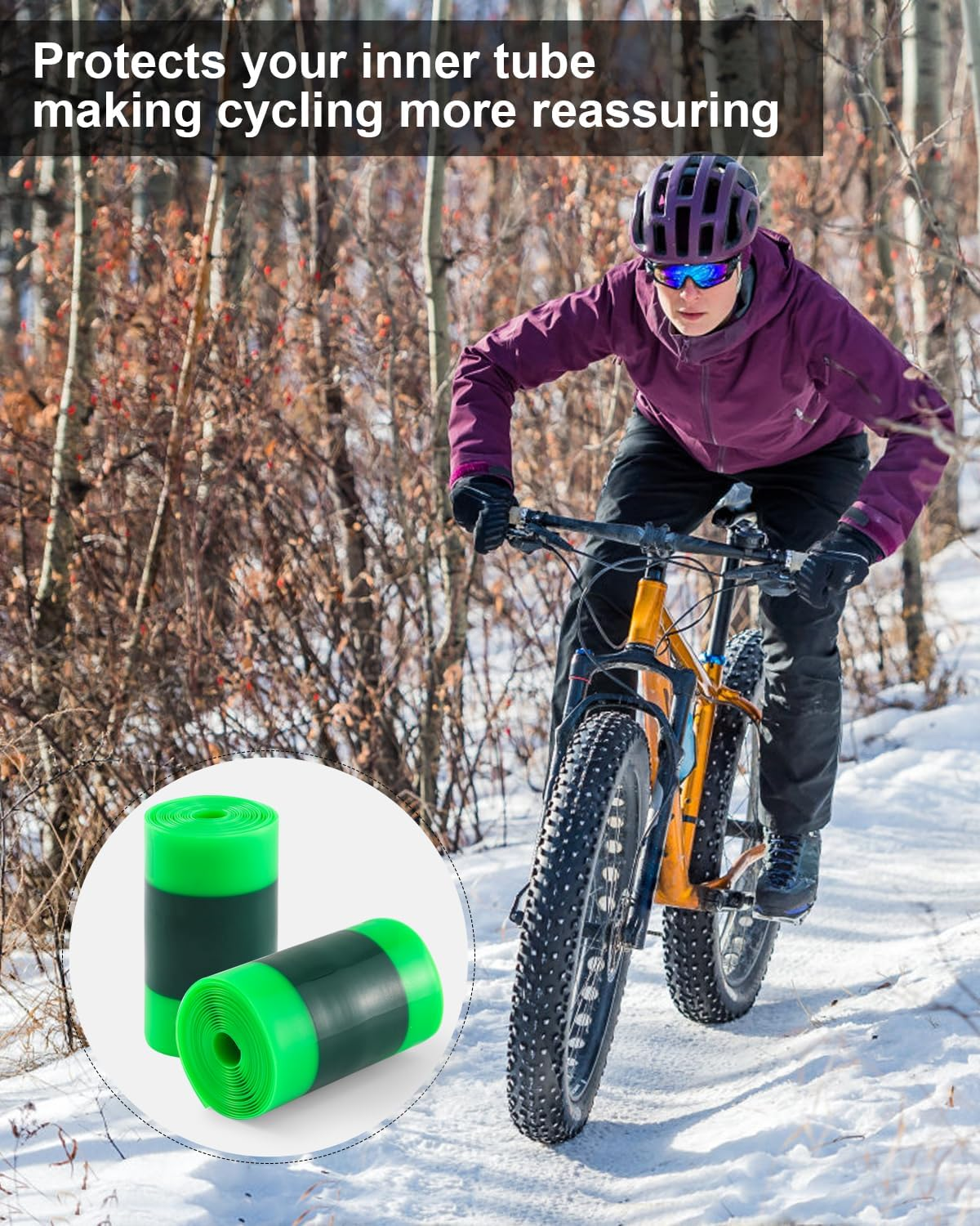 Fat Bike Tire Liner, Bicycle Tube Flat Protector Compatible with 20"/24"/26"/27.5/29" (29X4-5) image number 3