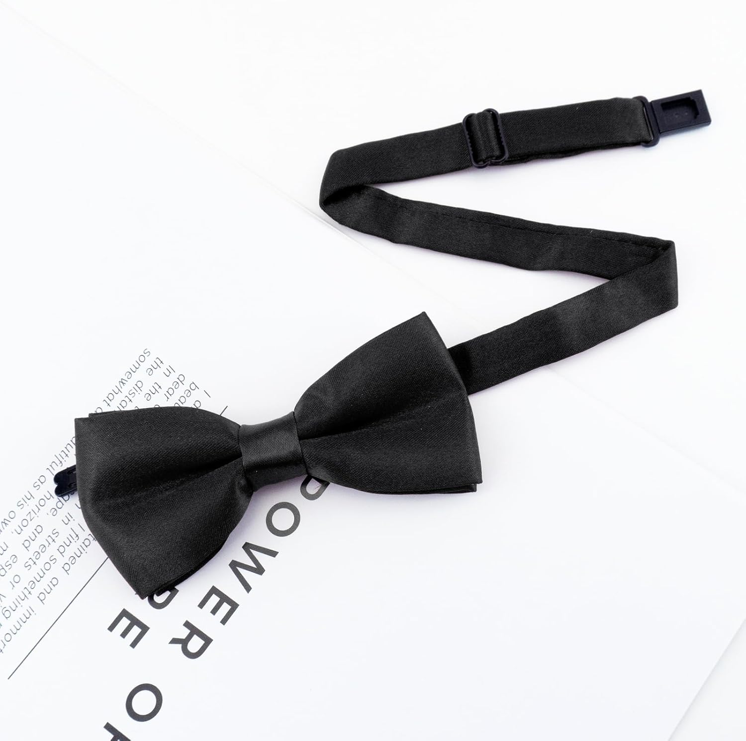 Adjustable Kids Bow Tie Pre-Tied Bowtie Classic Solid Color Children Bow Tie Neck Bowtie for Kids Wedding Party Photo - White image number 6