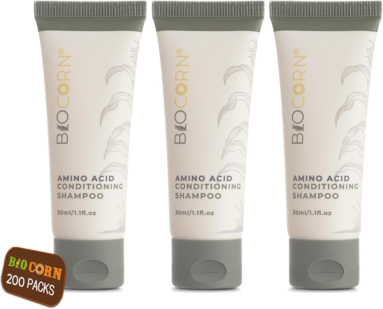 BIO CORN Travel Size Shampoo and Conditioner 2 in 1, Hotel Toiletries Bulk (200 Pack, 1.1Oz/30Ml) ，Degradable Tube -Cornstarch Material image number 1