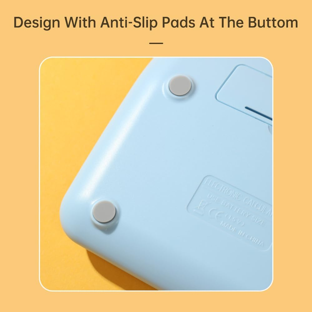 Mechanical Calculator 12 Digit Large LCD Display Big round Button 15&deg;Tilt Screen Cute Candy Colored Dual Power Supply Calculator Suitable for Office School Home for Students Accountant Purple image number 3