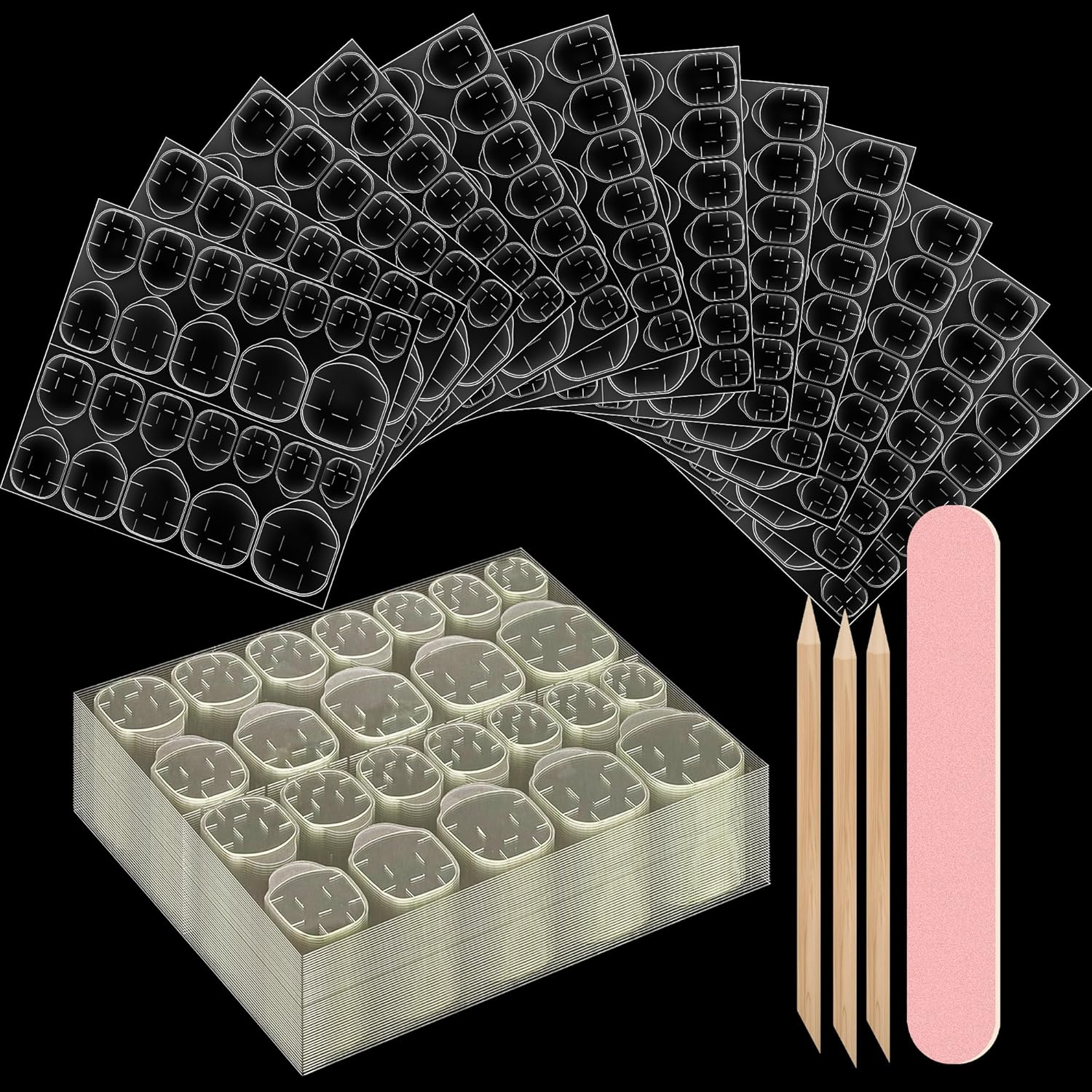 Yatinkim 720Pcs 30 Sheets Nail Adhesives Tabs for Press on Nails Jelly Double Side False Nail Glue Sticker Transparent Sticky Tabs for Nails Waterproof Breathable Manicure Gel Tabs