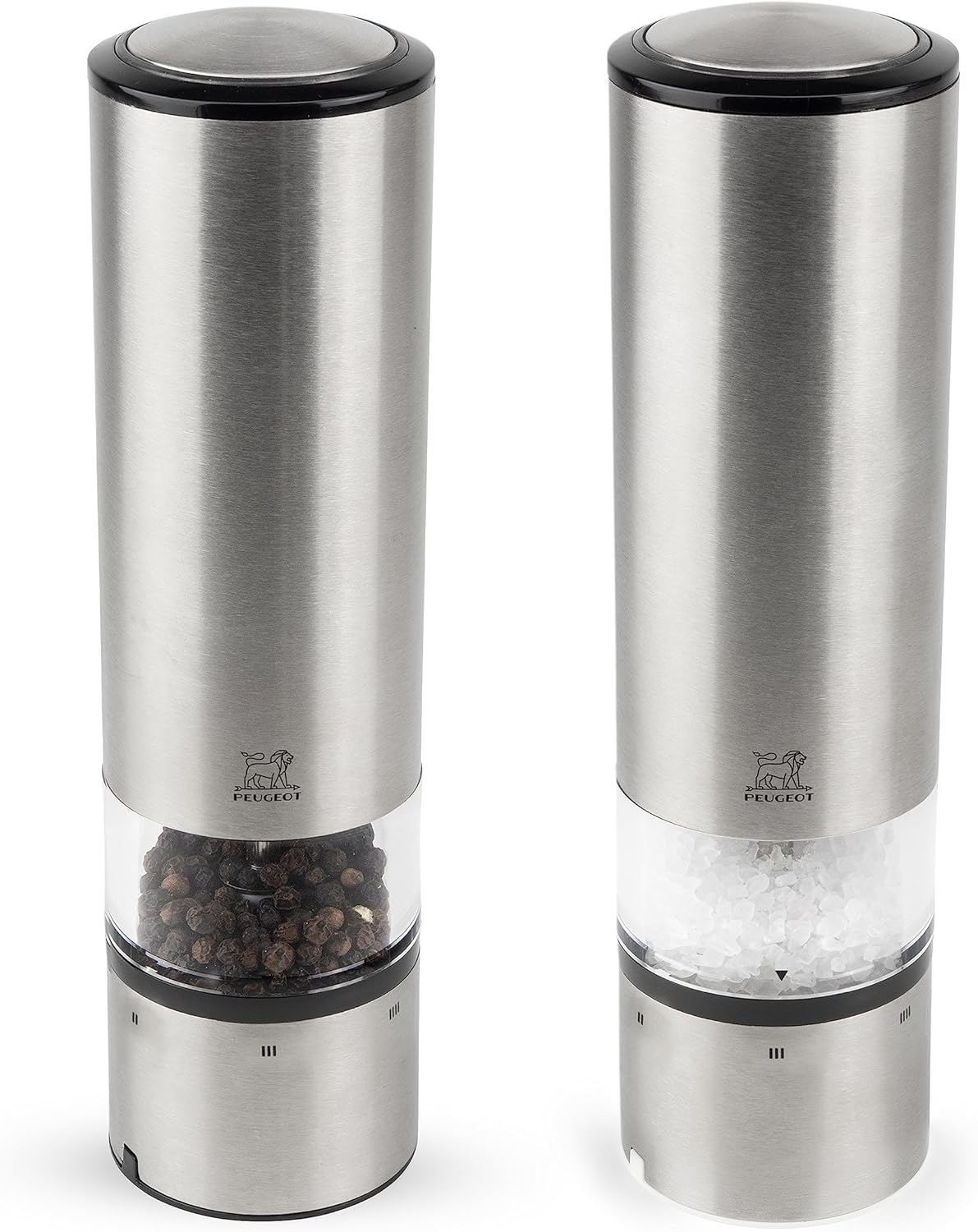 Peugeot Elis Sense Duo Electric Pepper and Salt Mill with Alpha Tray, Brushed Nickel, Large, 2/27162 image number 5