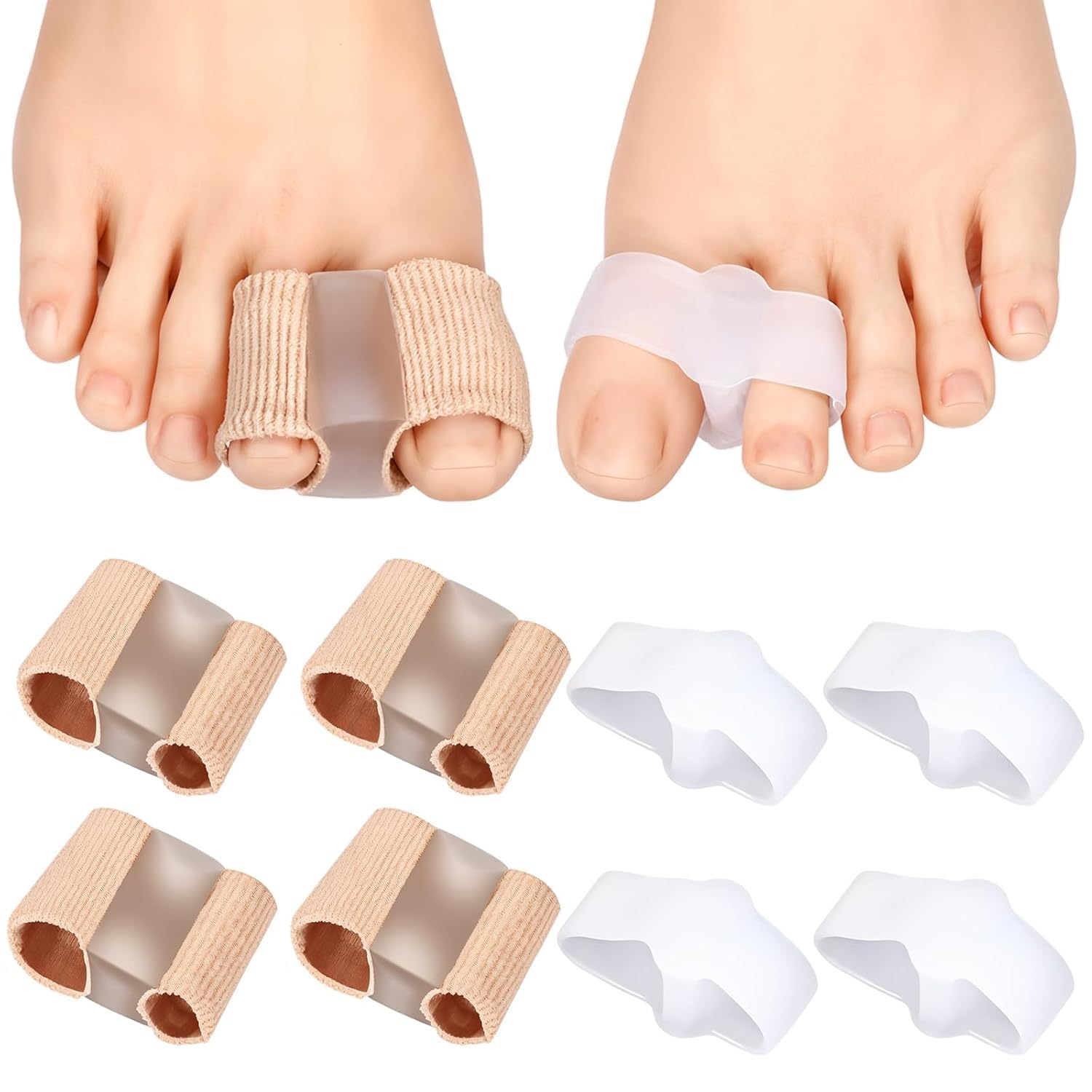 Bunion Corrector, 8 Pieces Toe Separators with 2 Loops, Big Toe Spacer Suitable for Bunion and Overlap Toe