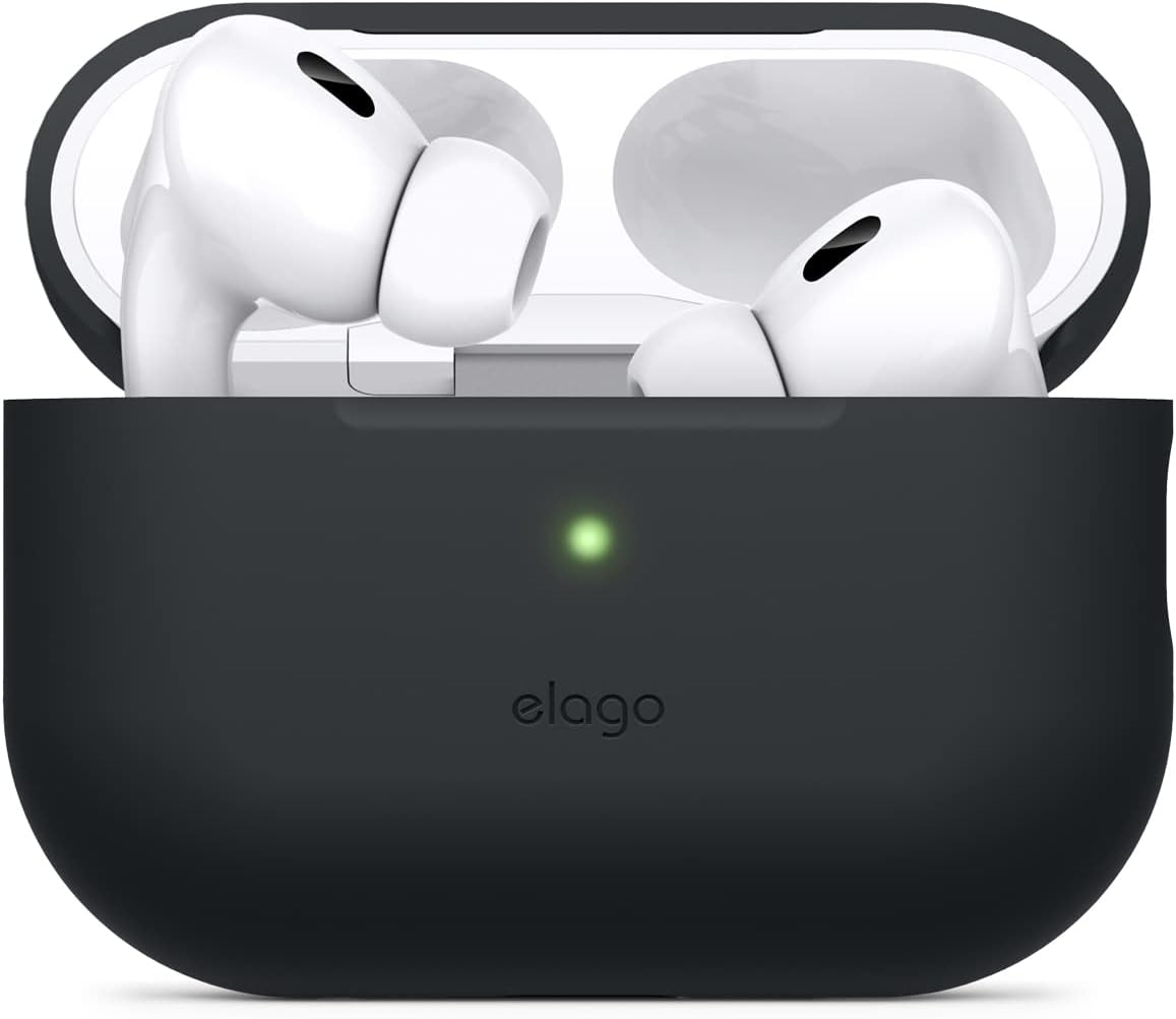 Elago Silicone Case Compatible with Apple Airpods Pro 2Nd Generation Case (2022), Protective Cover, Front LED Visible, Supports Wireless Charging (Dark Grey)