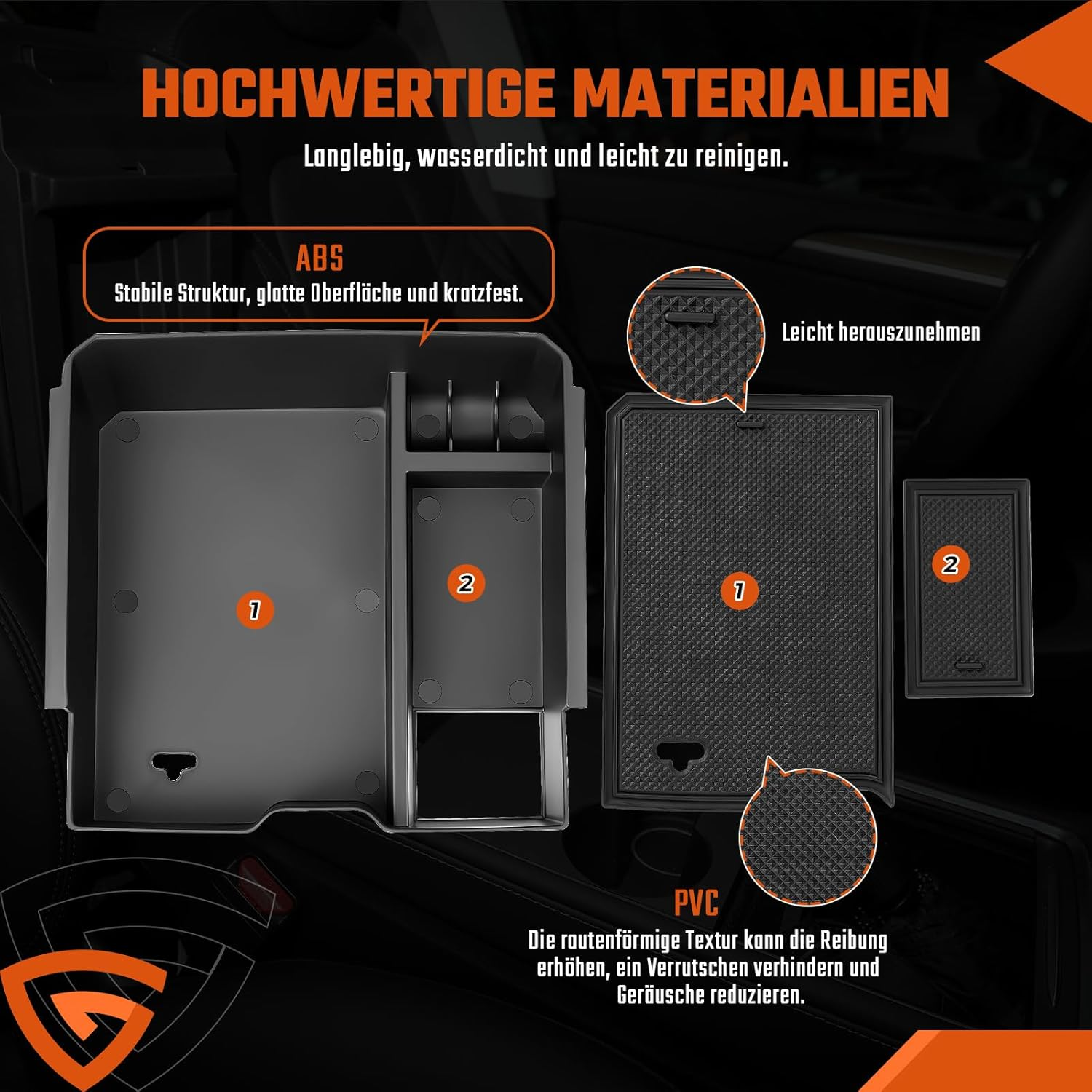 Centre Console Storage Box Compatible with Ford Ranger T9 2023 2024 Raptor Wildtrak XLT Armrest Organiser Tray Glove Box Ranger 2023 Accessories (Electronic Brake) image number 3