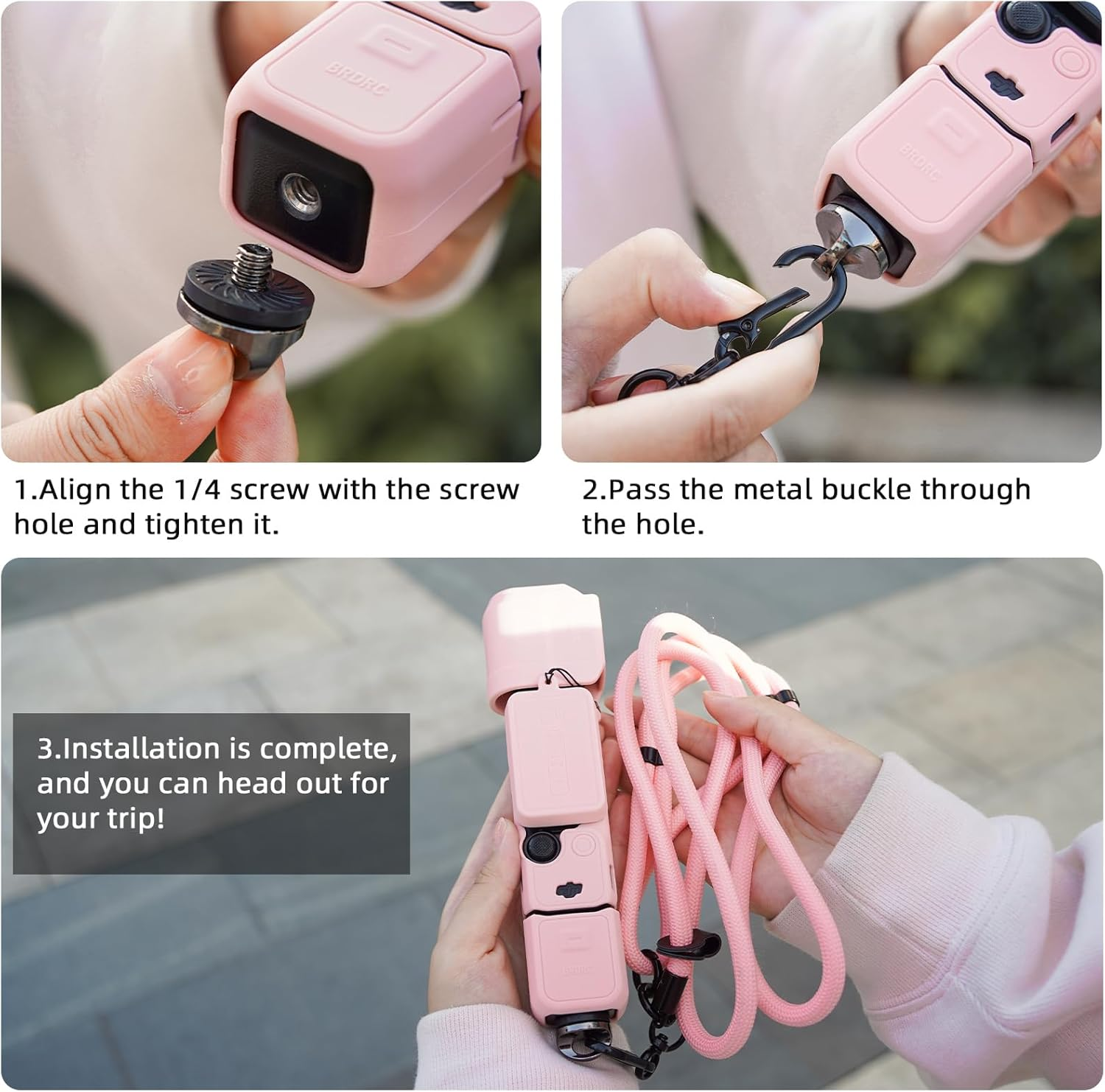 Flymile Pocket 3 Silicone Cover & Neck Lanyard, Protective Sleeve Case Lens Protector Scratch-Resistant Adjustable Easy Carry Crossbody Strap for DJI OSMO Pocket 3 Creator Combo Accessories(Yellow)