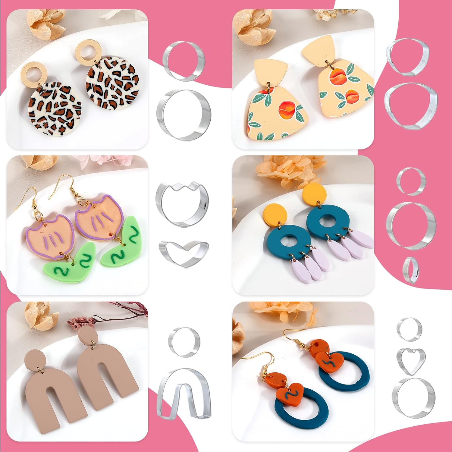 Caydo 587PCS Polymer Clay Jewelry Kit with 2 Layer Storage Box, 24 Colors Polymer Clays, Earring Cutters, Earring Accessories, and Clay Tools for Kids and Adults for Jewelry Earring Making image number 3