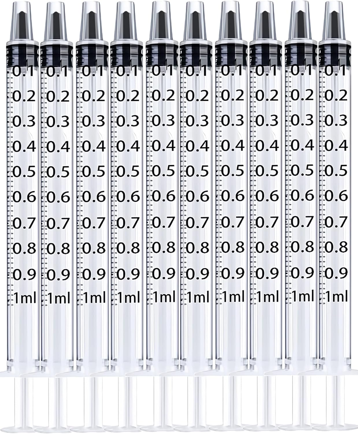 1ML Syringe for Liquid, 10Pack Measuring Small Plastic Syringes with Caps, Reusable Liquid Measuring Syringe Tools with Measurement for Scientific Labs, Feeding Pets, Refilling Cosmetics (10Pack 1ML) image number 3