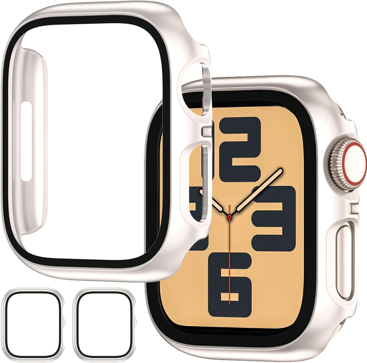 Luyialvals Case for 40Mm Apple Watch SE 3(2025)/SE 2/Se/Series 6/5/4 with Tempered Glass Screen Protector,Protective Bumper and Slim Face Cover for Iwatch 40 Mm,2 Packs,Starlight