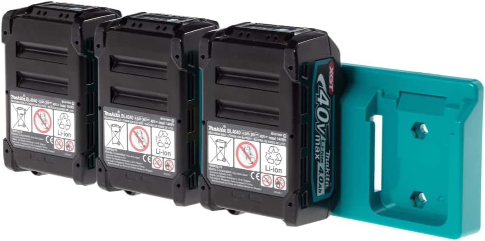 Makita 40V XGT Battery Holder by 48 Tools &ndash; Durable Wall Mount Storage, Secure Clip, Holds 4 Batteries, Ideal for Workshop & DIY Tool Organization image number 4