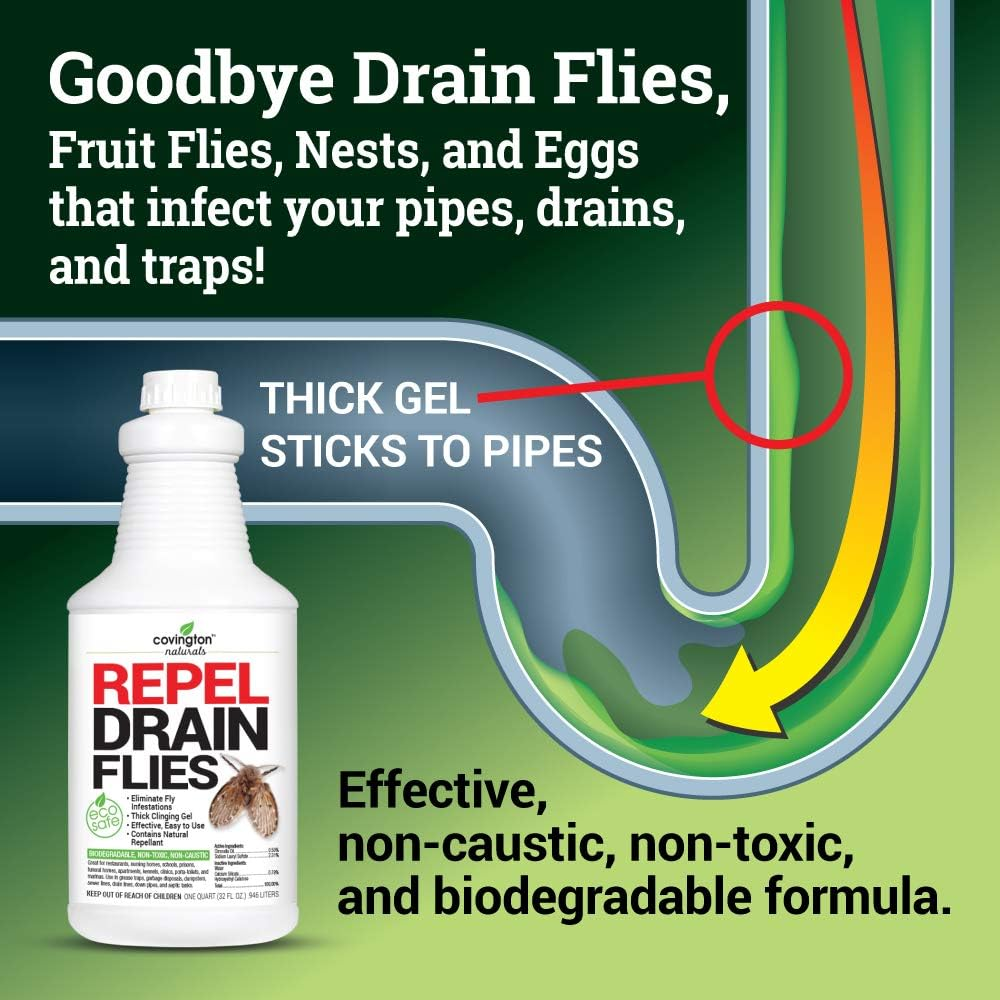 Covington Drain Fly Killer, Natural Fruit Fly Treatment, Eliminates Odor and Drain Flies for Kitchen and Bathroom Sinks, Say Bye to Pesky Drain Flies, Fruit Fly Killer, Odor Eliminating image number 2