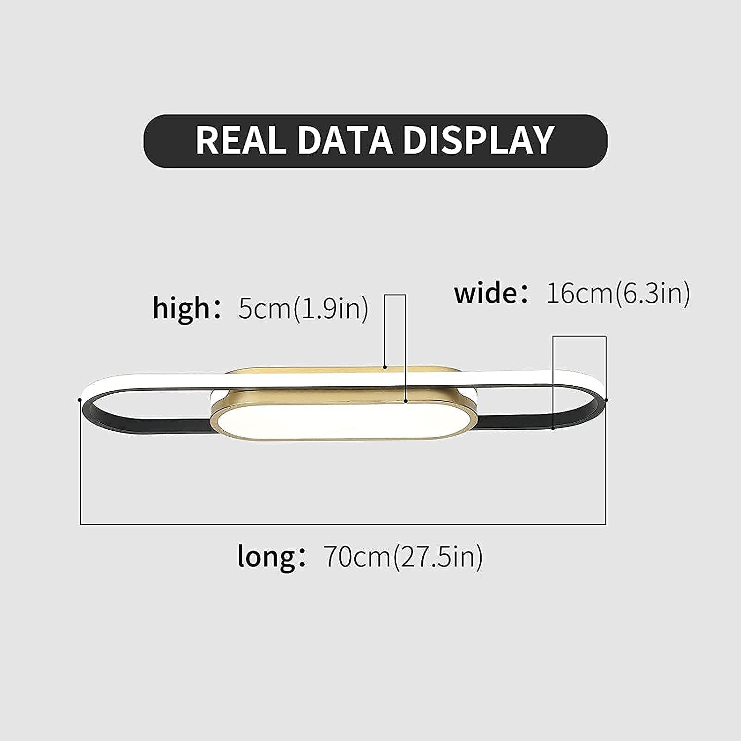 Jiinoo LED Modern Ceiling Light, Acrylic Linear Ceiling Lamp, Flush Mount Dimmable Chandelier Fixture, Kitchen Island Dining Living Room Cloakroom Hallway Lighting (40W/27.5In L) - 27.5Inch/Goldwhite/Dimmable/42W image number 6