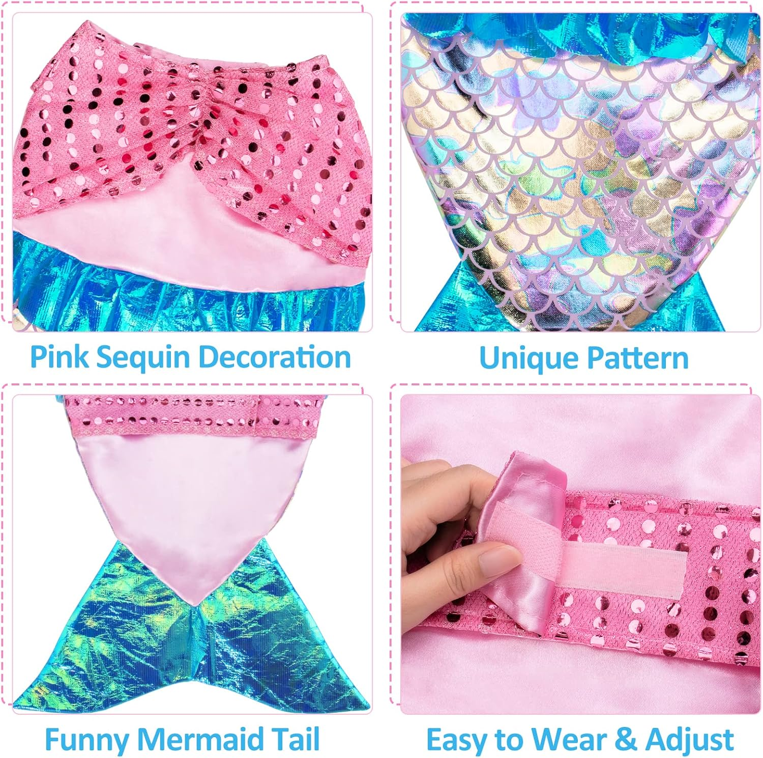 Mermaid Dog Costume - Shiny Funny Cosplay for Small & Medium Dogs, Perfect for Halloween & Parties