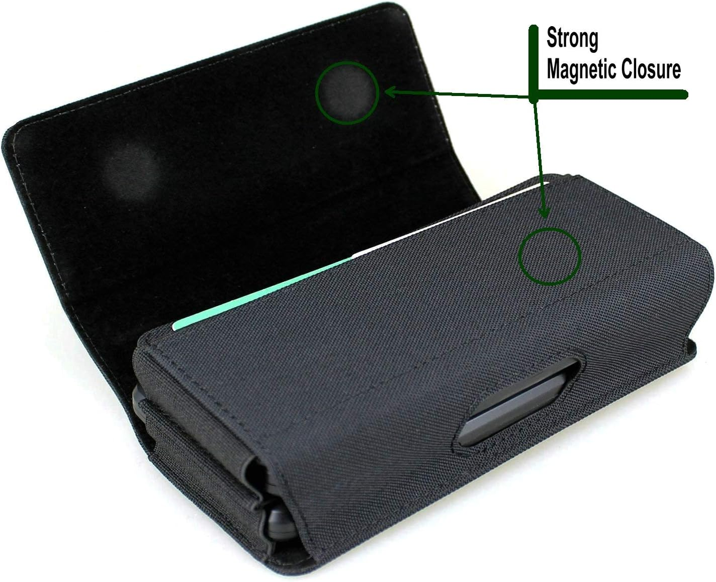 Horizontal Dual Phone Holster Pouch Case for 2 Phones, Nylon Double Decker Belt Clip Case for Iphone 11 Pro Max/Xs Max/8 Plus, Samusng Note 8/9/10 Plus, Galaxy S9 Plus/S10 plus with Thin Case image number 2