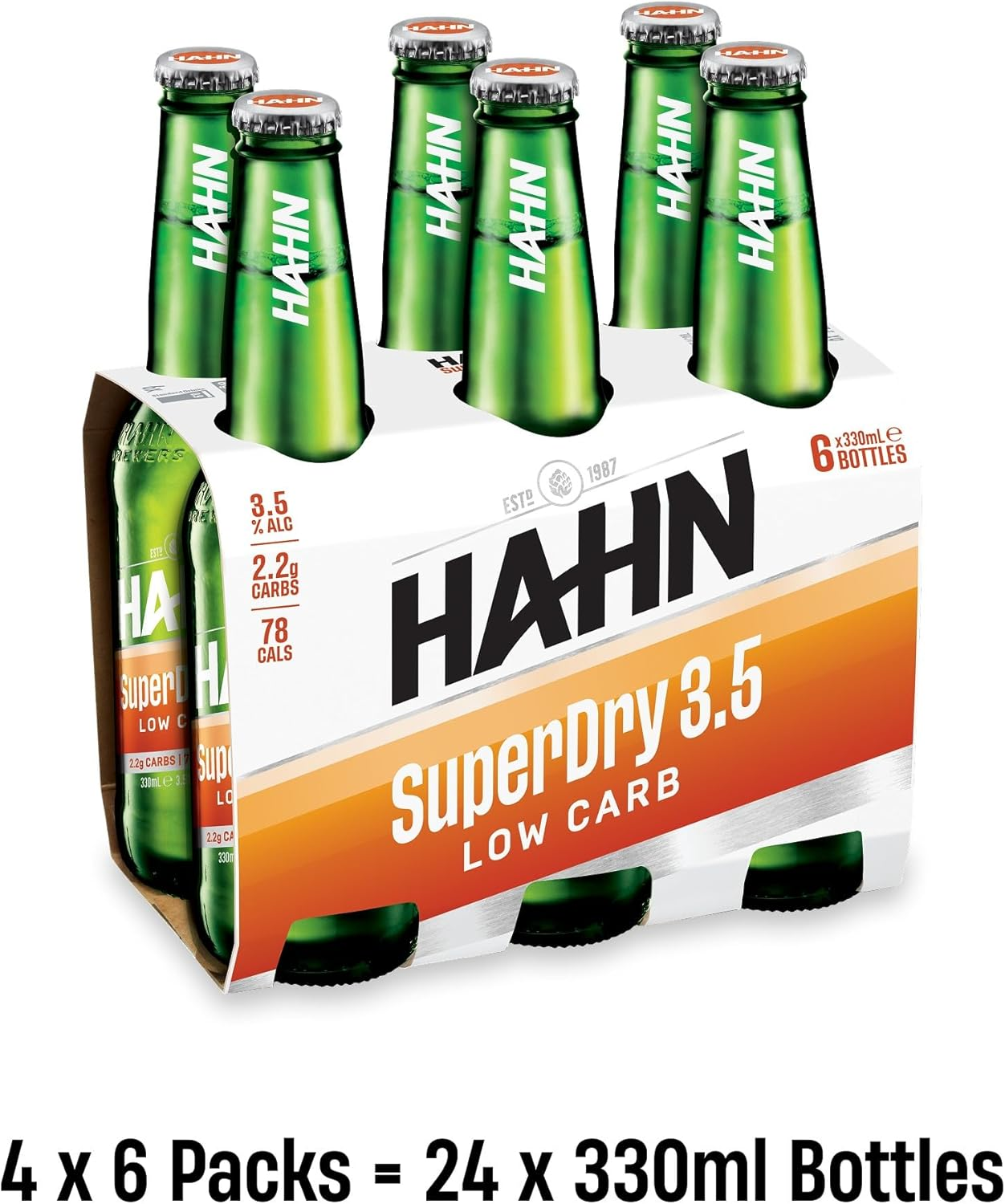 Hahn Superdry 3.5 Mid Strength Australian Lager Beer 3.5% ABV 24 Pack X 330 Ml Bottle Case image number 2