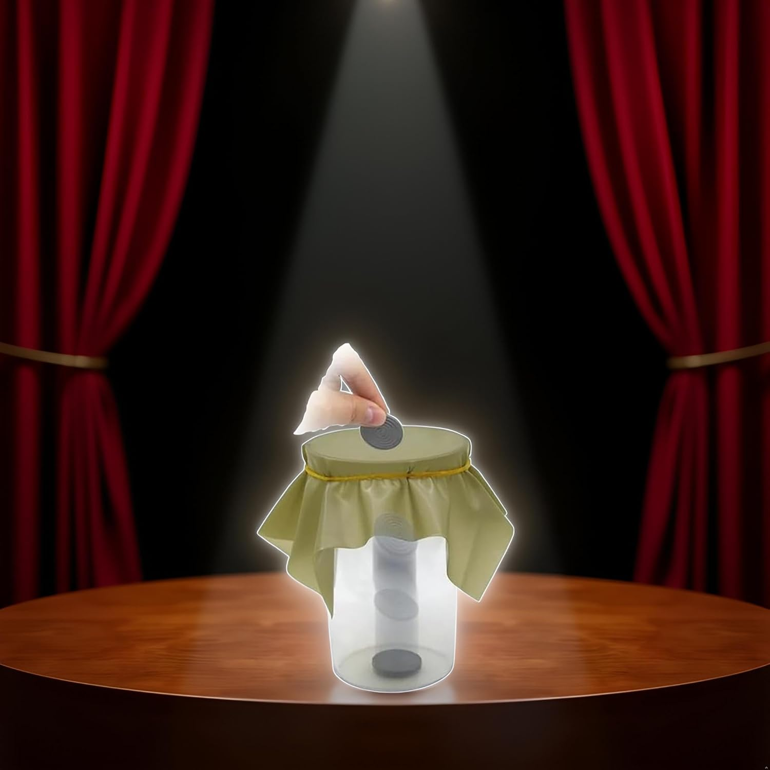 1 Pc Coin through a Sheet of Rubber Coin into Cup Comedy Magic Tricks Close up Magic Gimmick Props for Magicans Use Safety and Repeatedly Small in Size and Light in Weight,Novelty and Gag Magic image number 1