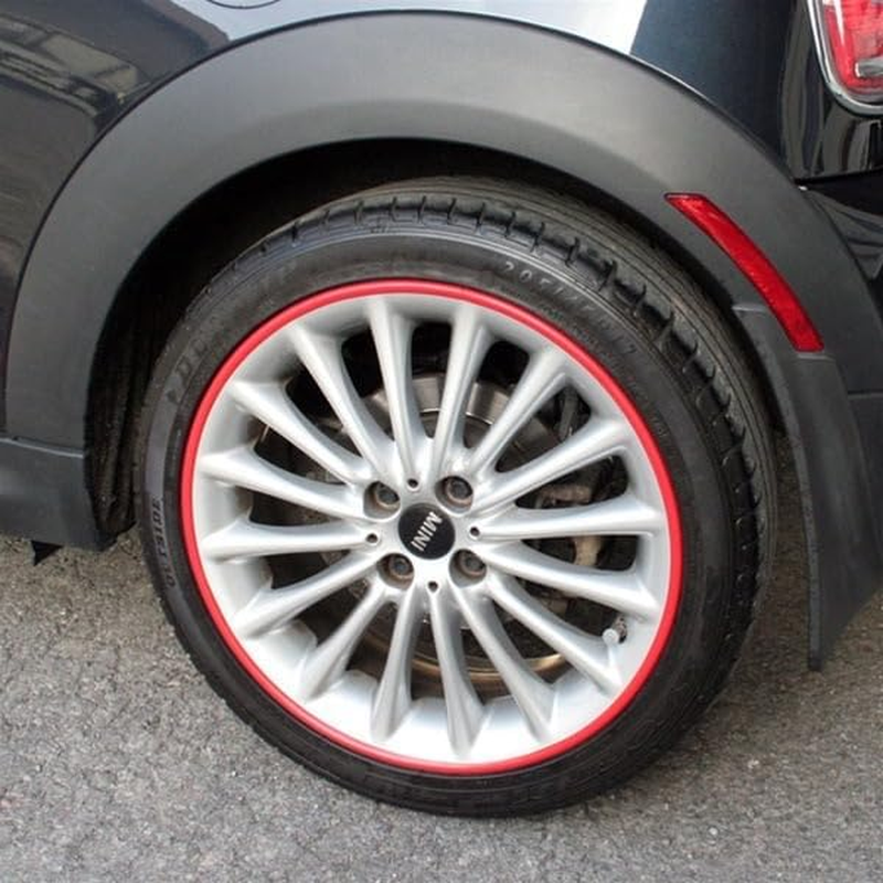 26Ft (8M) Red Automotive Wheel Rim Protector, Rim Guards for Car Rims, Protects against Scrapes, Scratches, Scuffs, Curb Rash & Pothole Damage image number 5