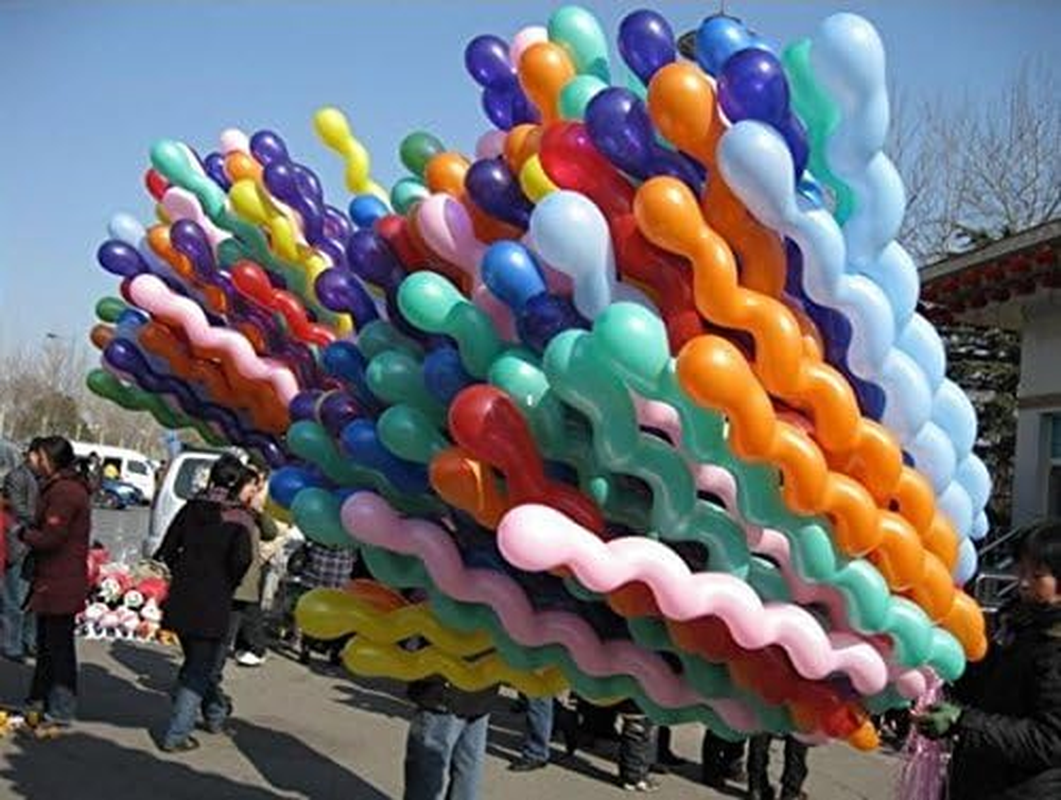CJESLNA 50 X Latex Spiral Balloons Birthday Festival Party Decoration Mix Colors image number 3