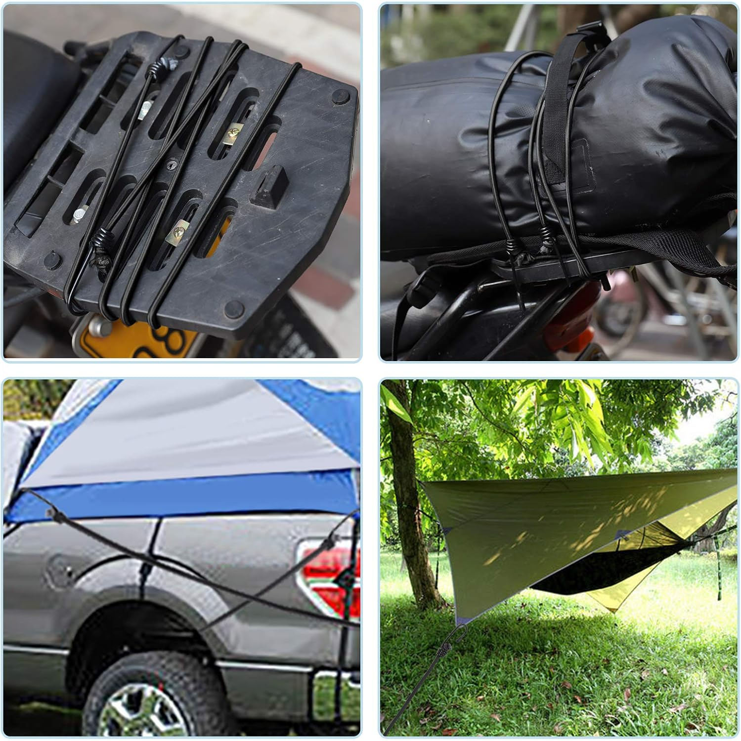 Ultimate Resistant 20M Elasticated Secure Rope, Bungee Straps, Elastic Bungee Cords and Fixings, Premium Black 8 Mm Shock Cord, Perfect for Transport, Bicycle, and Loading, Clothesline image number 2