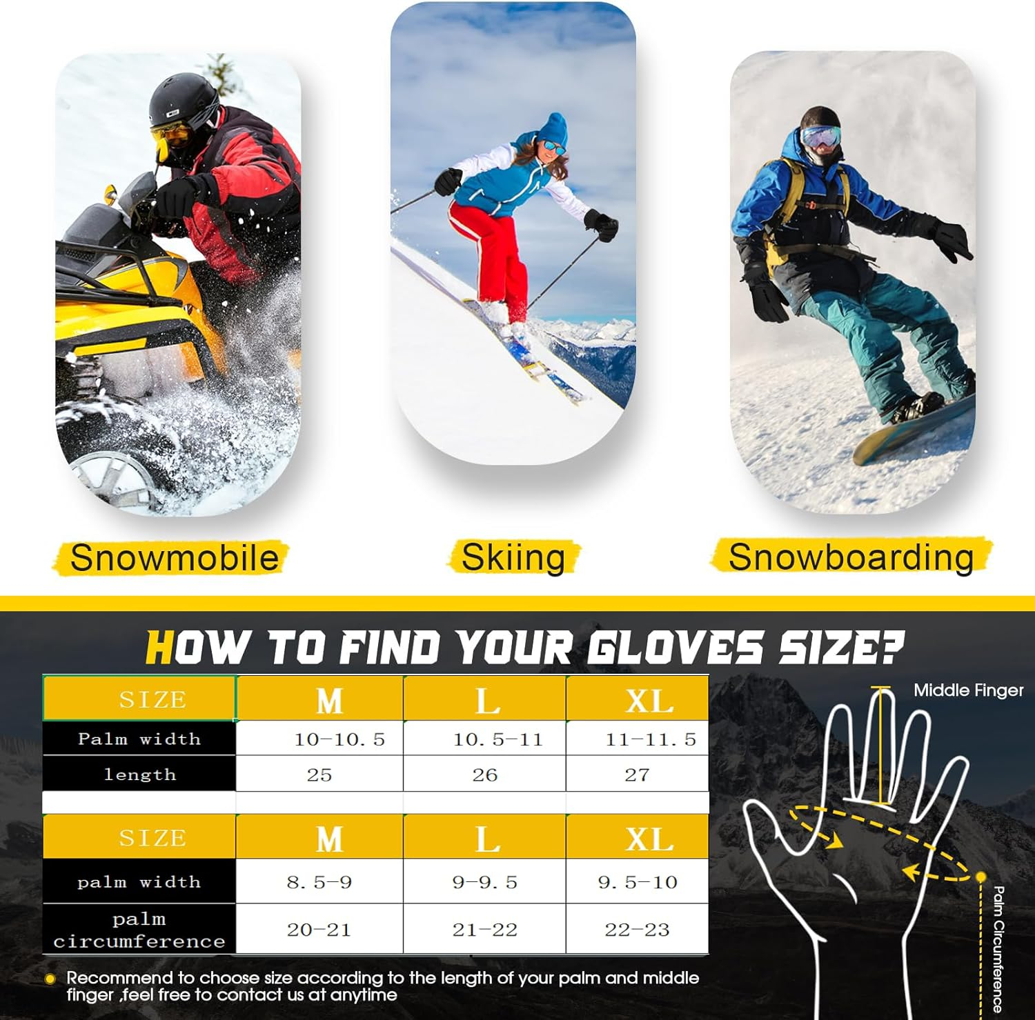ZANZER Pro Ski Gloves, 3M Thinsulate Insulated Double-Layer Waterproof, Touchscreen Snow Gloves for Skiing, Winter Cycling image number 6
