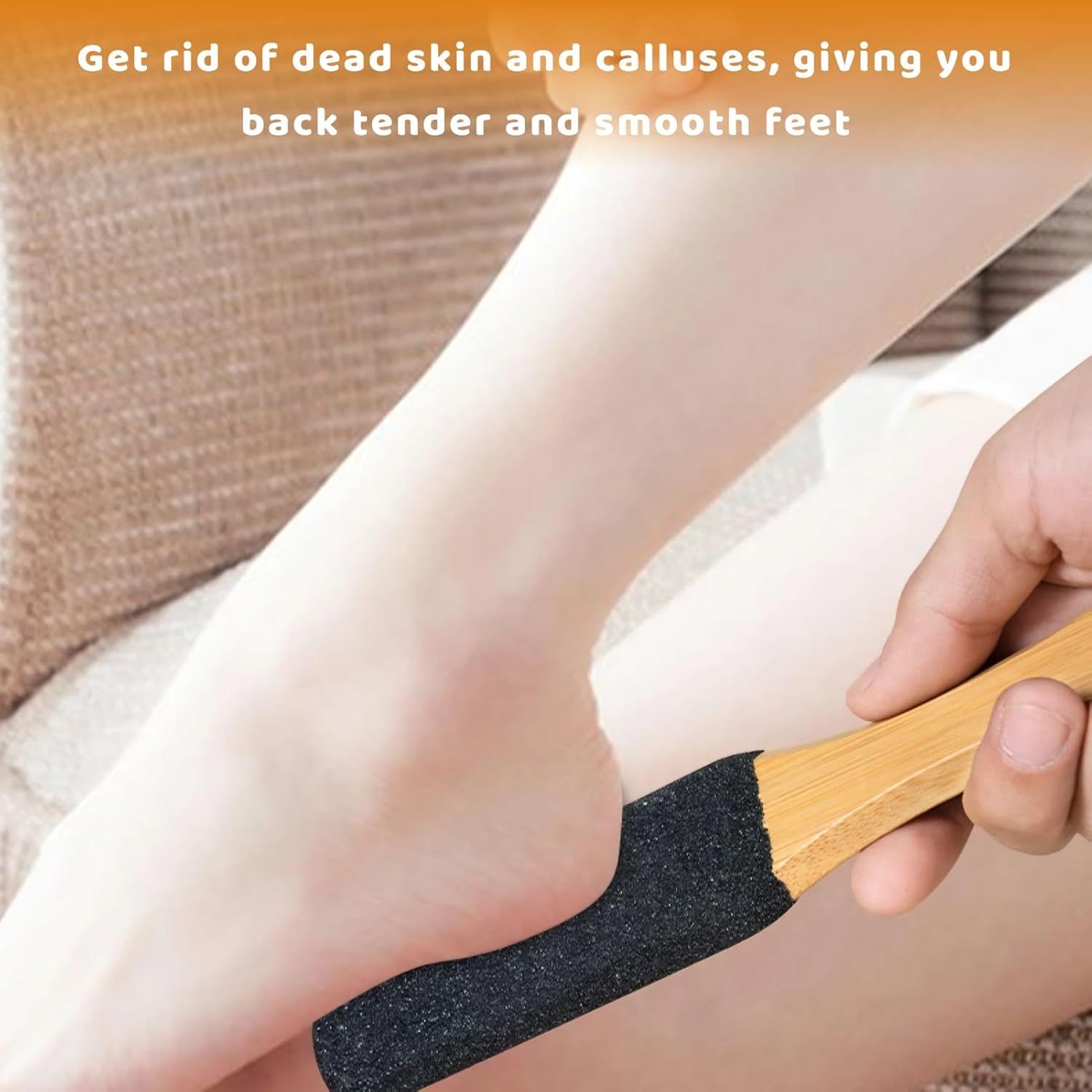 1 PCS Dead Skin Scraper for Home Spa Treatment Ergonomic Foot Pumice Stone Pedicure File with Wooden Handle, Callus Remover for Smoother Feet and Hands, Black Foot Scrubber and Heel Sander image number 2