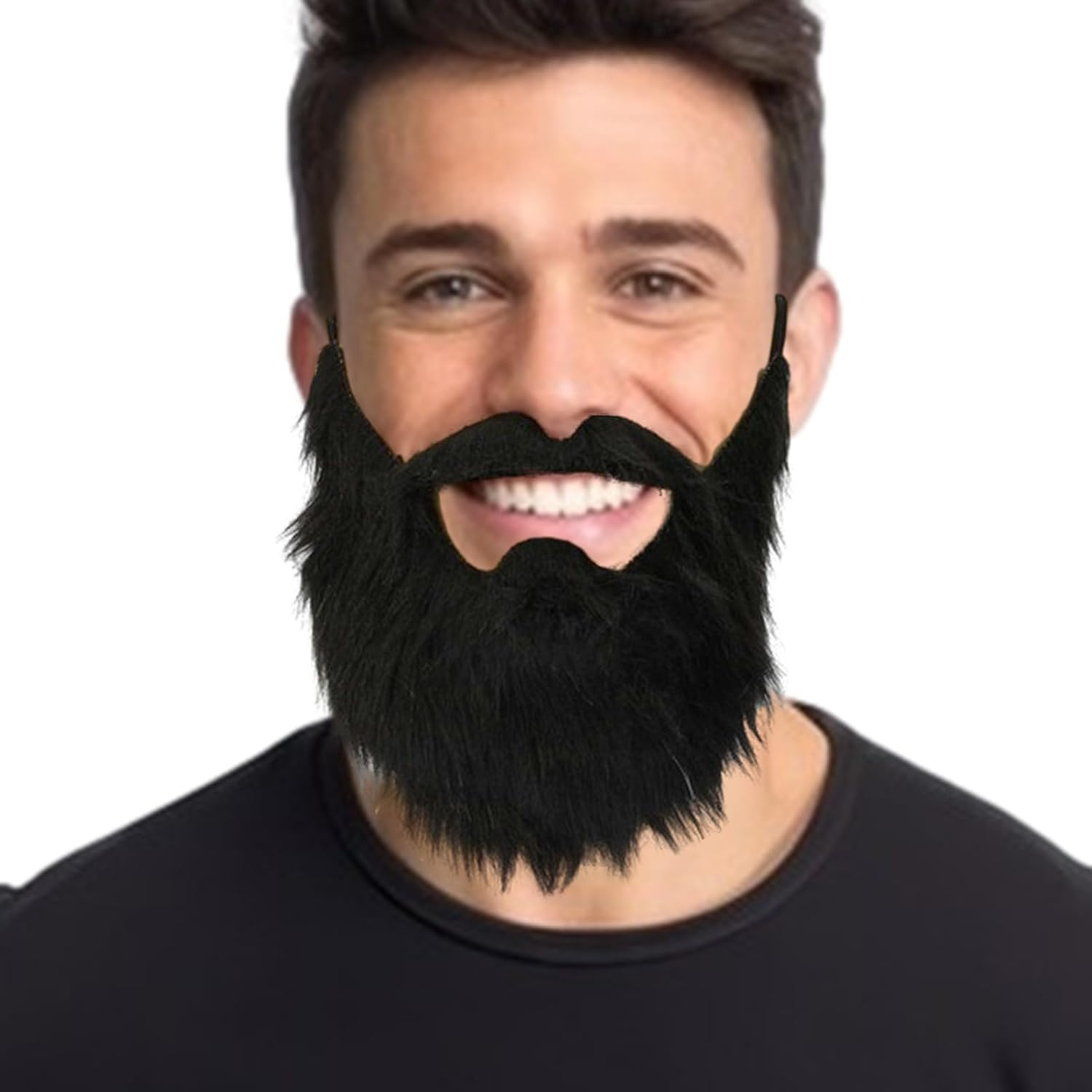 Funny Back Fake Beard | Novelty Black Hair Halloween Cosplay Props,Halloween Supplies Fake Mustache for Costume False Beards, Carnival Holiday Halloween Pochy image number 3