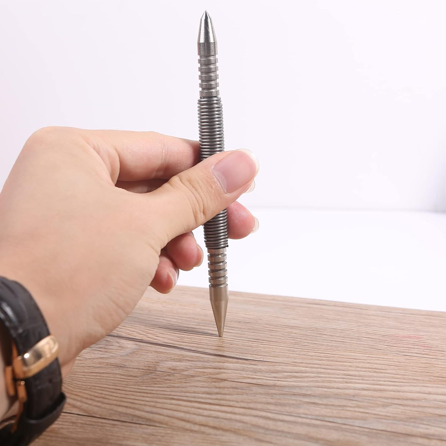 Anti-Slip Comfort Grip Hammerless 1/16" Spring Nail Set Upgraded Spring Nail Punch Set image number 4