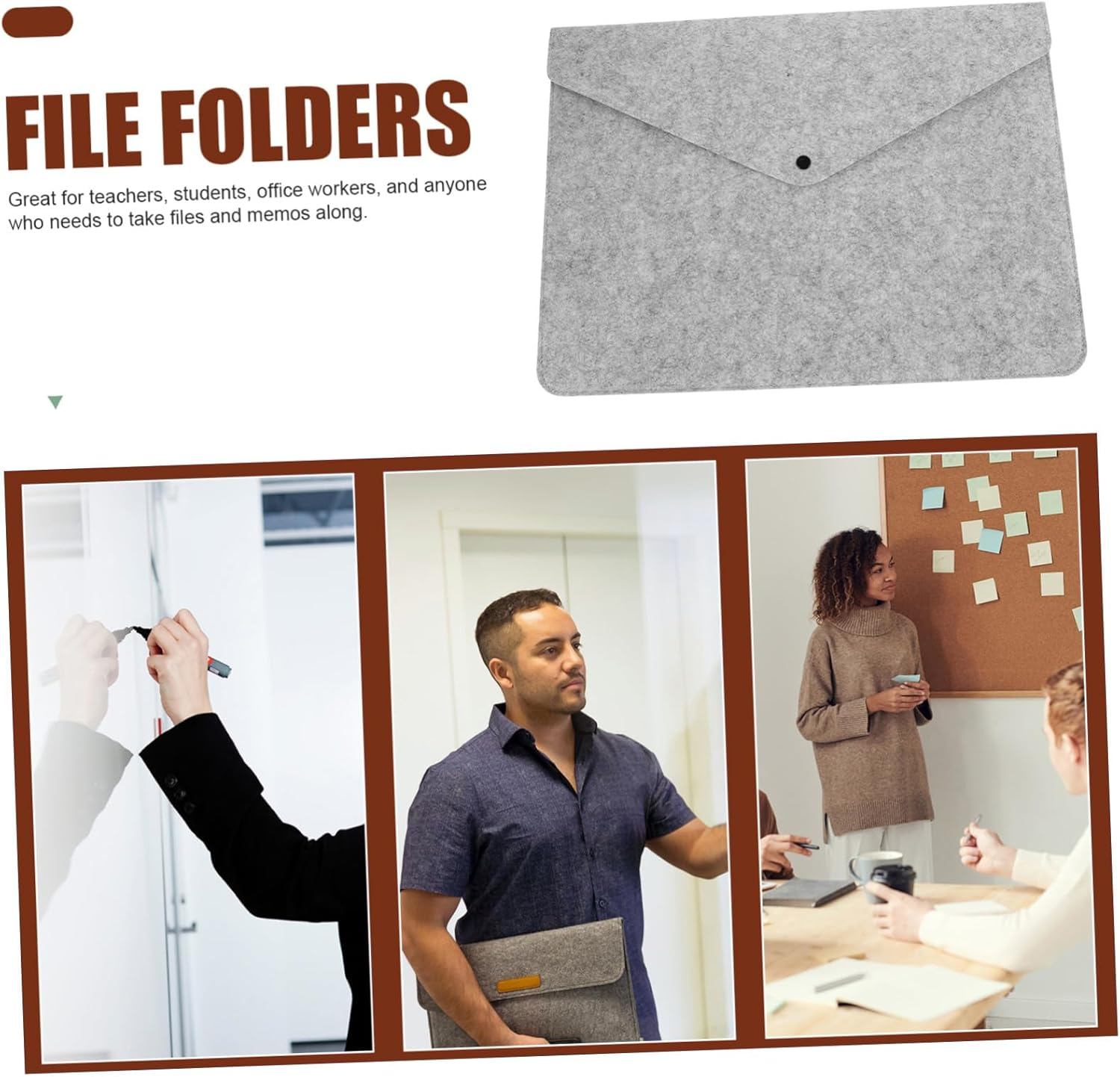 Homoyoyo Felt Document Bag Portable Folders Pockets Storage for Office Bills Felt File Organizer image number 1