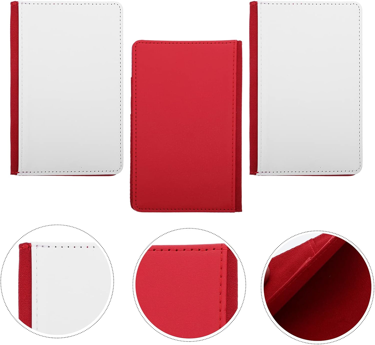 MOBUTOFU 3Pcs Family Travel Document Holder Leather Passport Wallets Multi-Pocket Storage Organizer Card Wallet Holder image number 4