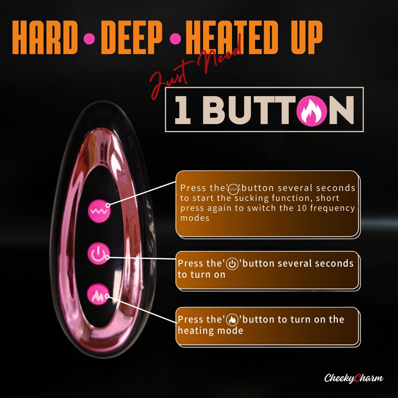 Realistic Thrusting Dildo Vibrator with Remote Control & Heating | 10 Vibration Modes | Soft Silicone Sex Toy with Suction Cup for G-Spot & Anal Play | Adult Toy for Men and Women image number 5