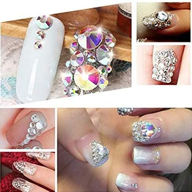 KDDOM 1440 Pieces SS6 Crystal Flat Back Brilliant round Rhinestones Glass Stones Glitter Gems Transparent Faux Diamond (Crystal AB, 2.0MM) image number 4