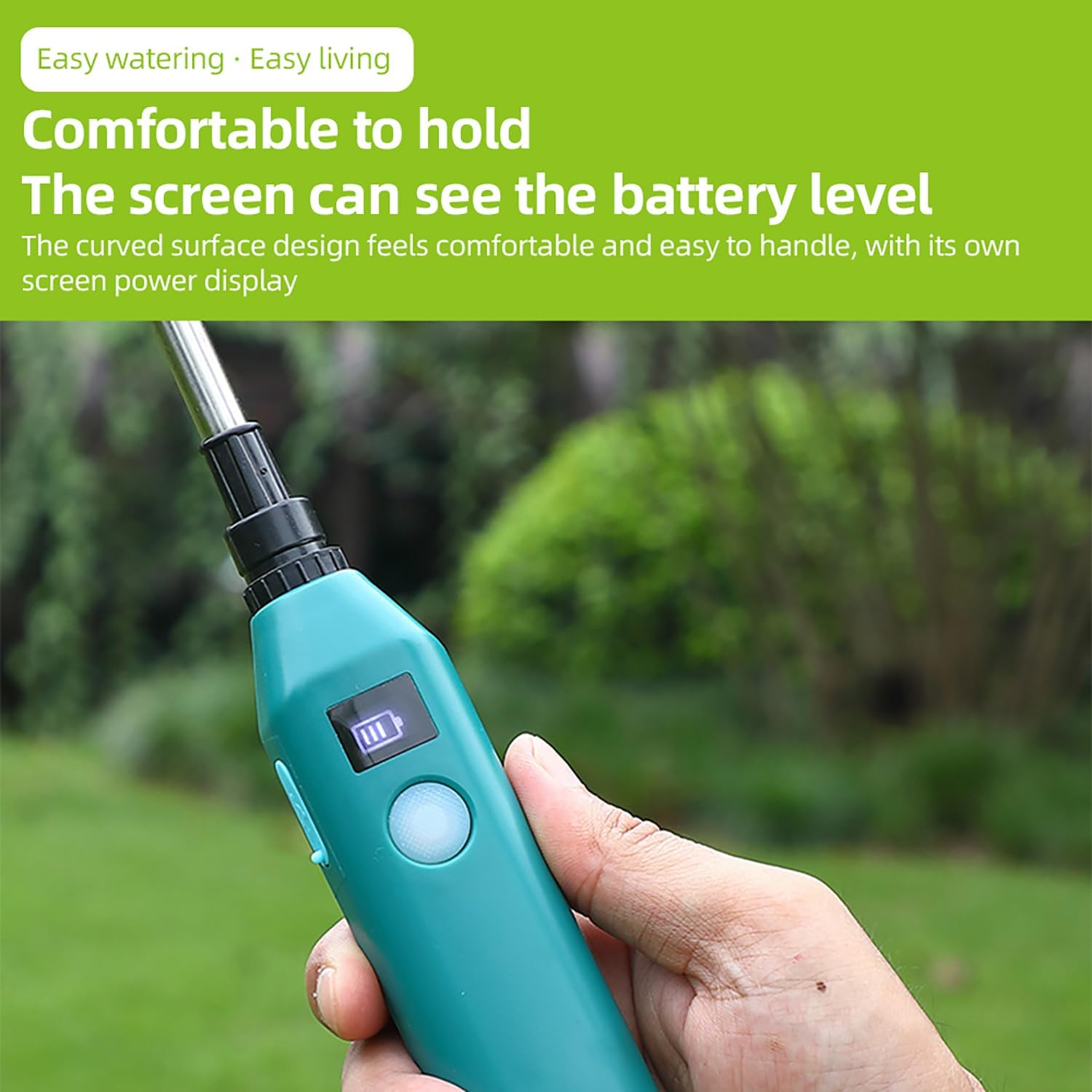 Battery Powered Garden Er with 2 Nozzles 1.32 Gallon/5L Lawn Water Er with USB Handle and Wand Portable Electric Er with Shoulder S for Gardening Blue