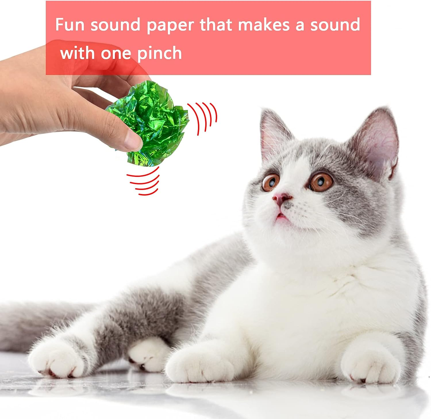 Pack of 30 Interactive Crinkle Balls Cats, Shiny Crinkle Ball Cat, Mylar Balls for Pets, Crinkle Paper Ball, Colourful Toy Cat Balls, Cat Toy Crinkle Ball image number 6
