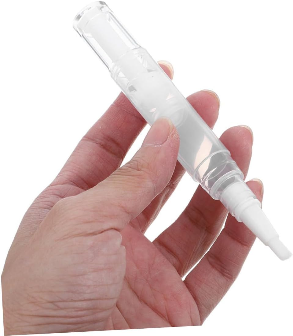 Baluue 5Pcs Transparent Refillable Nail Oil Pens with Lightweight Plastic Cuticle Applicator Tubes for Essential Oils and Lip Gloss Compact Makeup Tool for Travel And